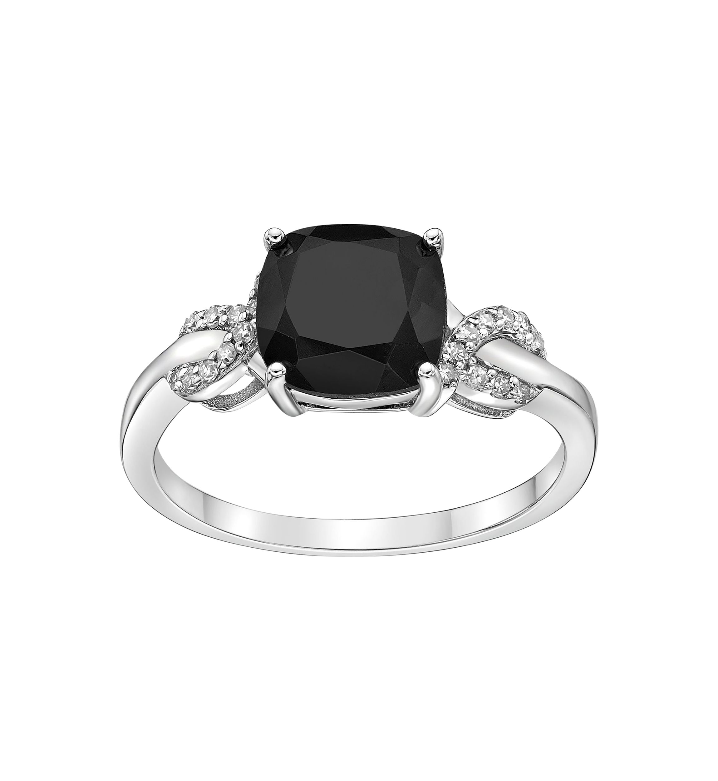 2 ct. t.w. Black Onyx and Diamond Accent Ring in Sterling Silver