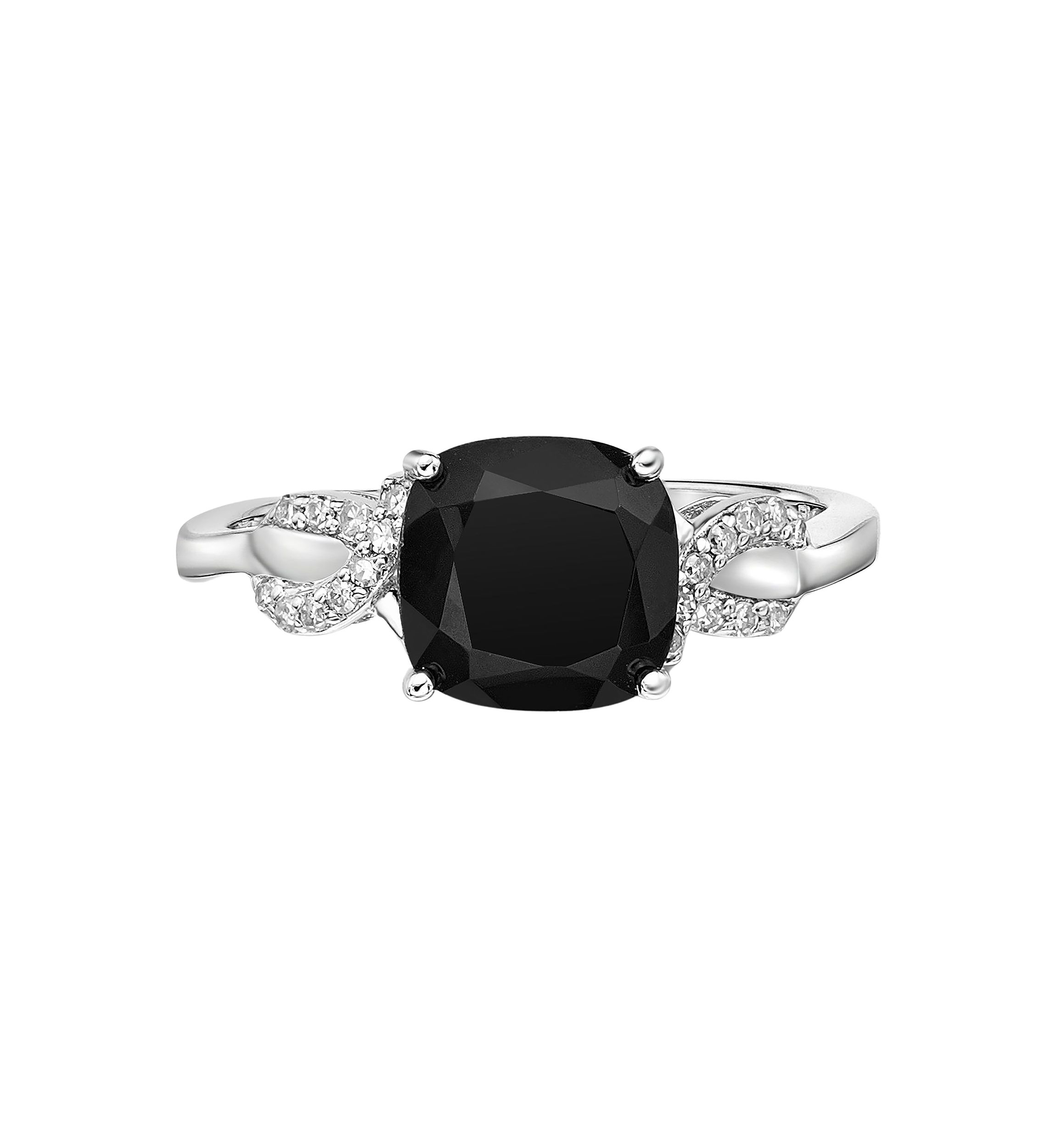 2 ct. t.w. Black Onyx and Diamond Accent Ring in Sterling Silver