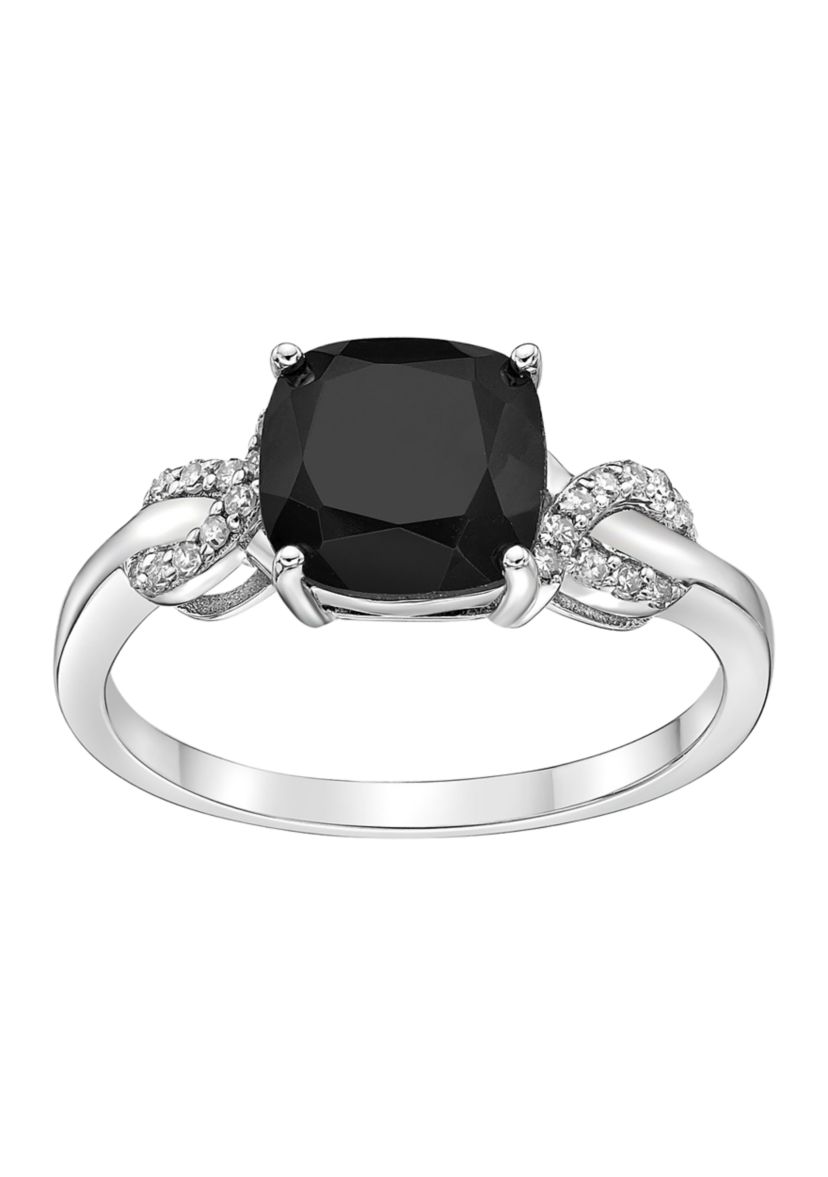 2 ct. t.w. Black Onyx and Diamond Accent Ring in Sterling Silver