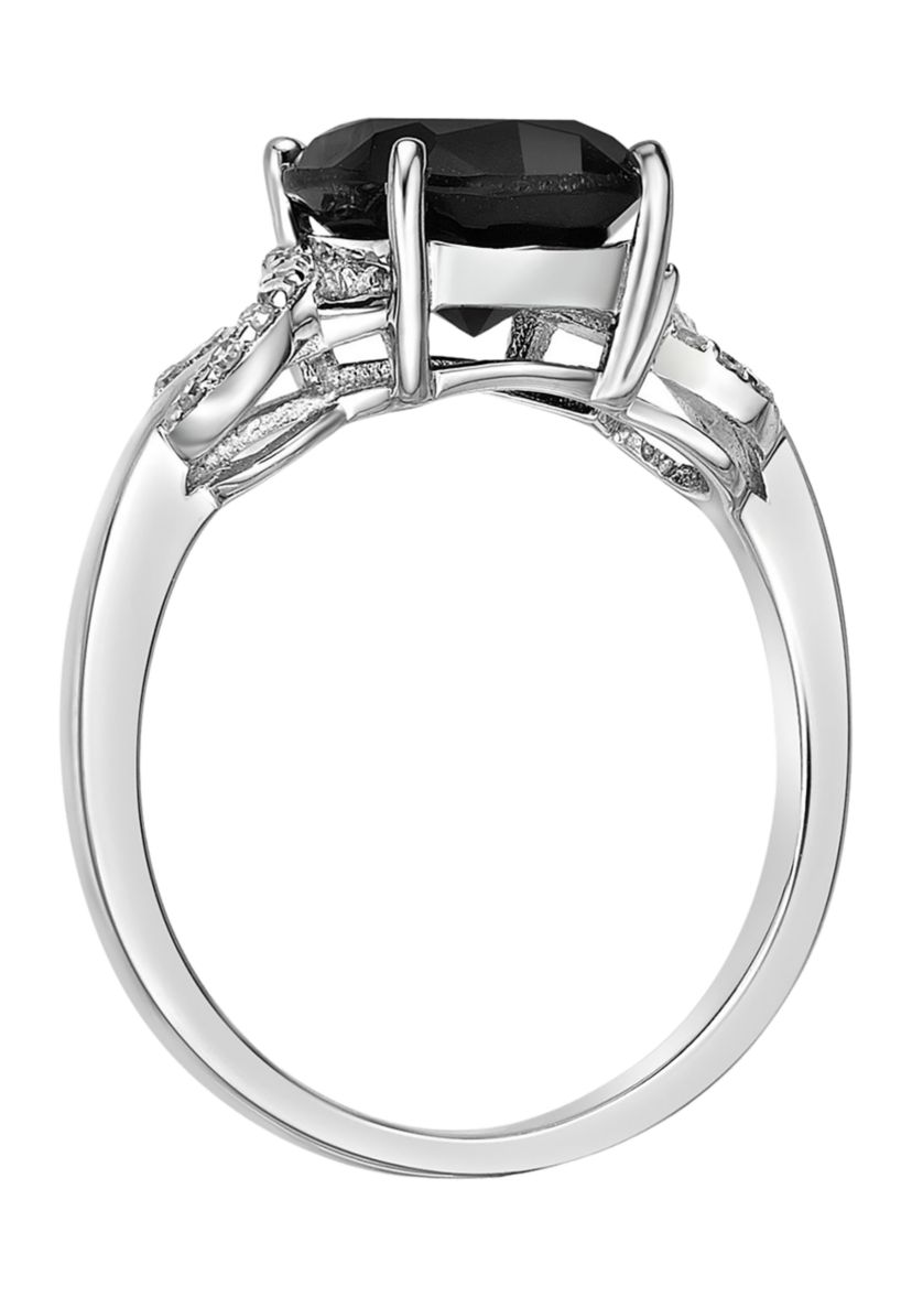 2 ct. t.w. Black Onyx and Diamond Accent Ring in Sterling Silver