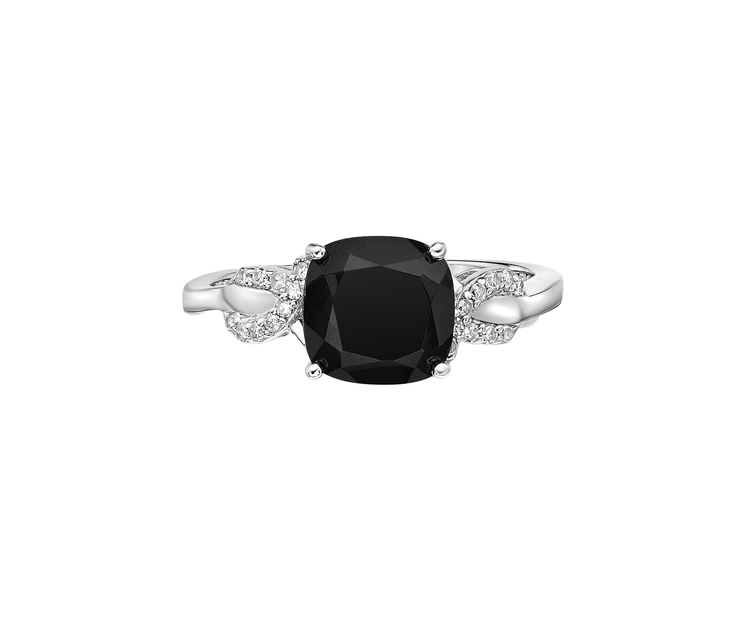 2 ct. t.w. Black Onyx and Diamond Accent Ring in Sterling Silver