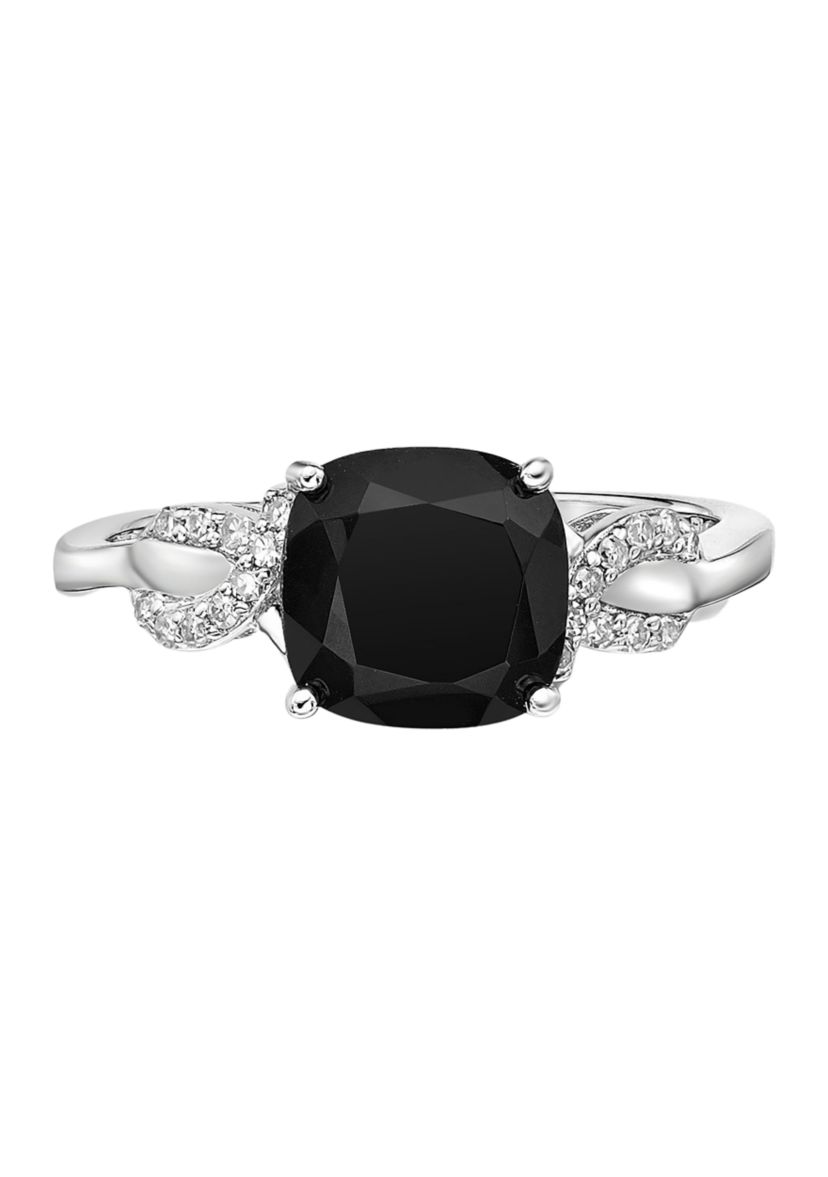 2 ct. t.w. Black Onyx and Diamond Accent Ring in Sterling Silver
