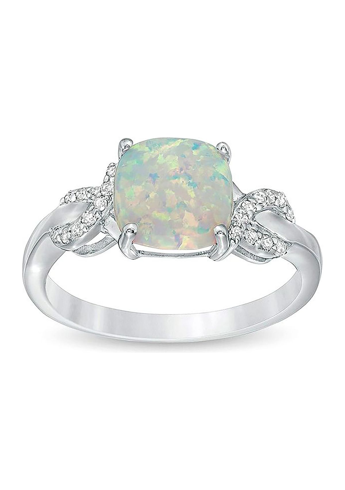 Lab Created 1.1 ct. t.w. Created Opal and Diamond Accent Pendant in Sterling Silver