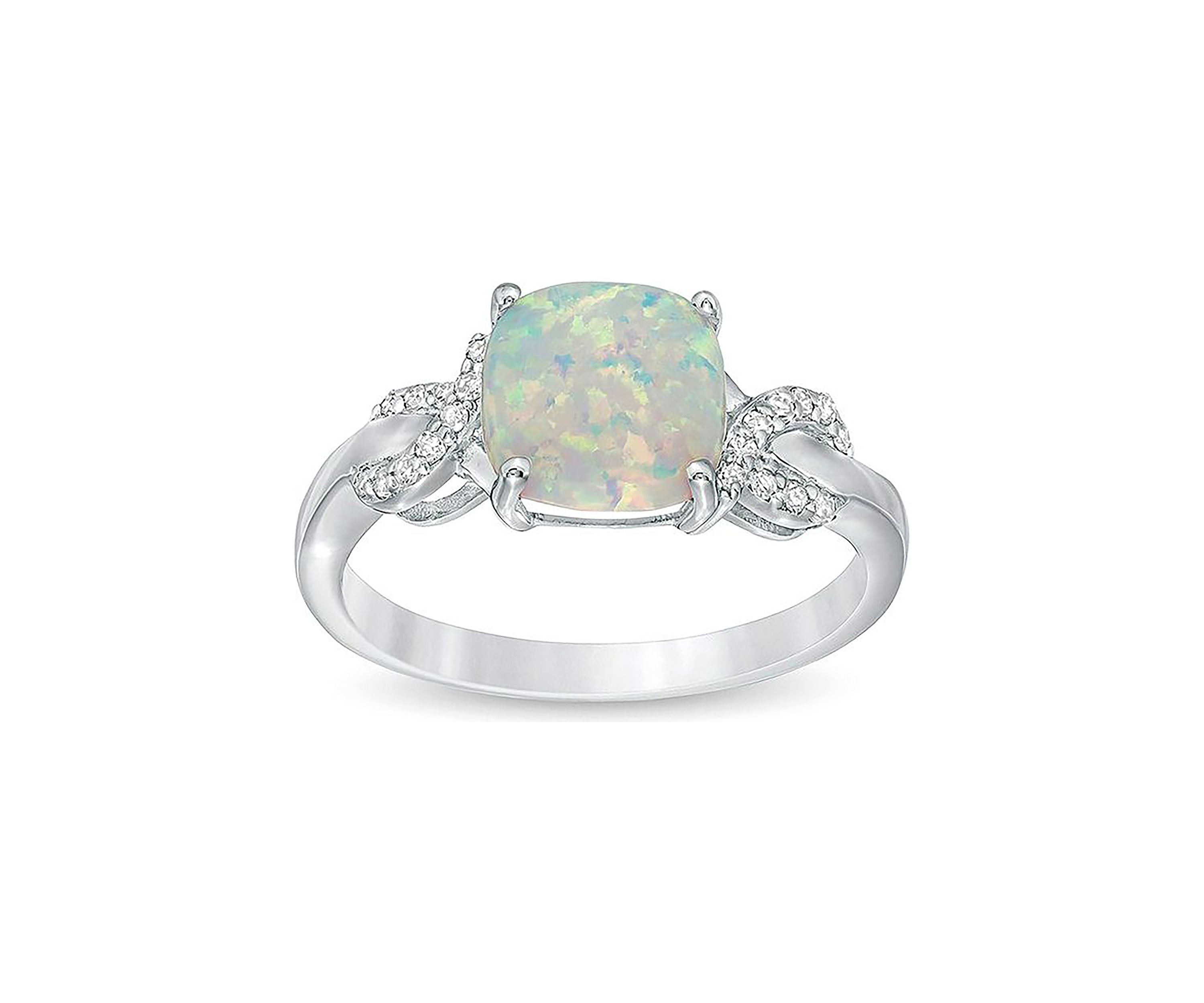 Lab Created 1.1 ct. t.w. Created Opal and Diamond Accent Pendant in Sterling Silver