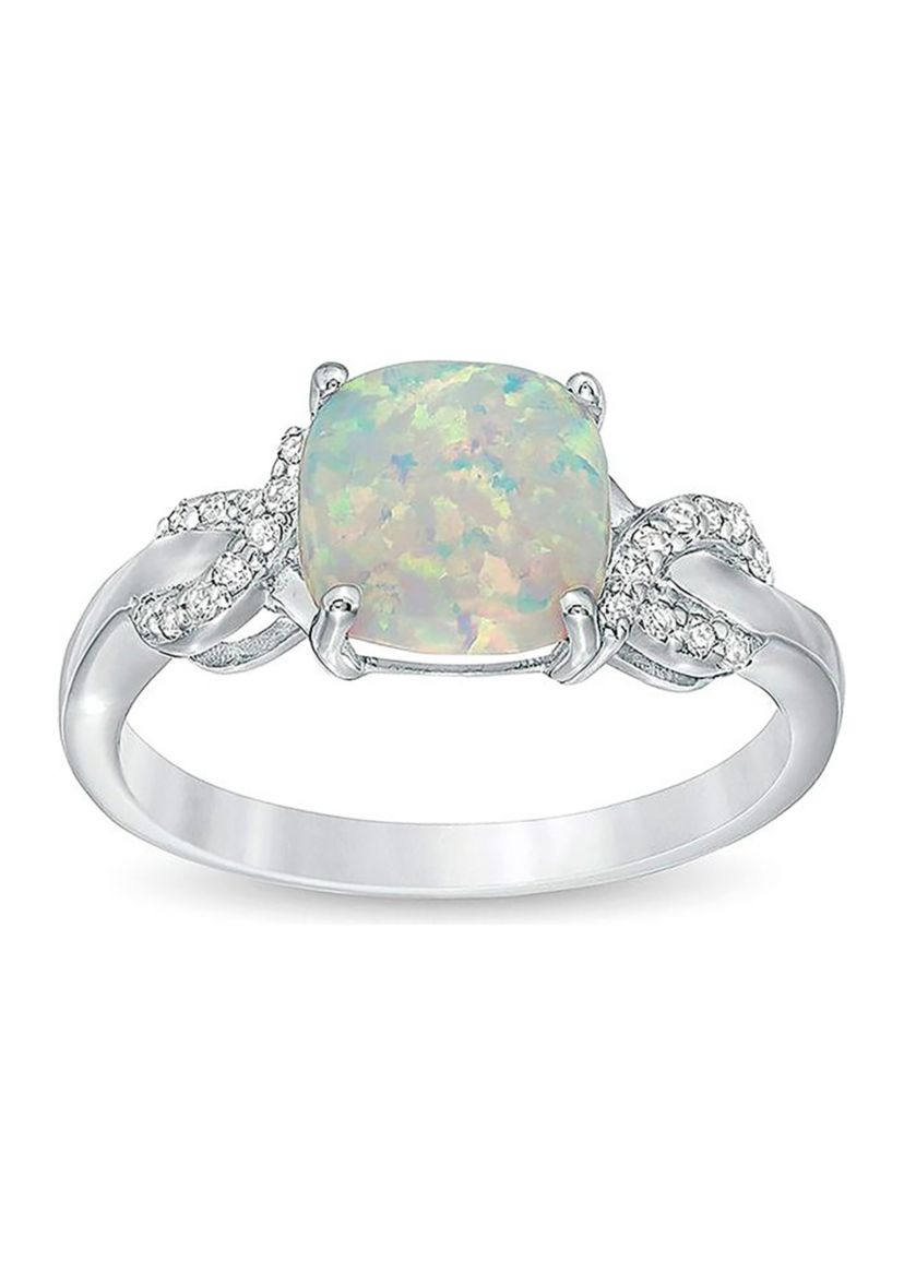 Lab Created 1.1 ct. t.w. Created Opal and Diamond Accent Pendant in Sterling Silver