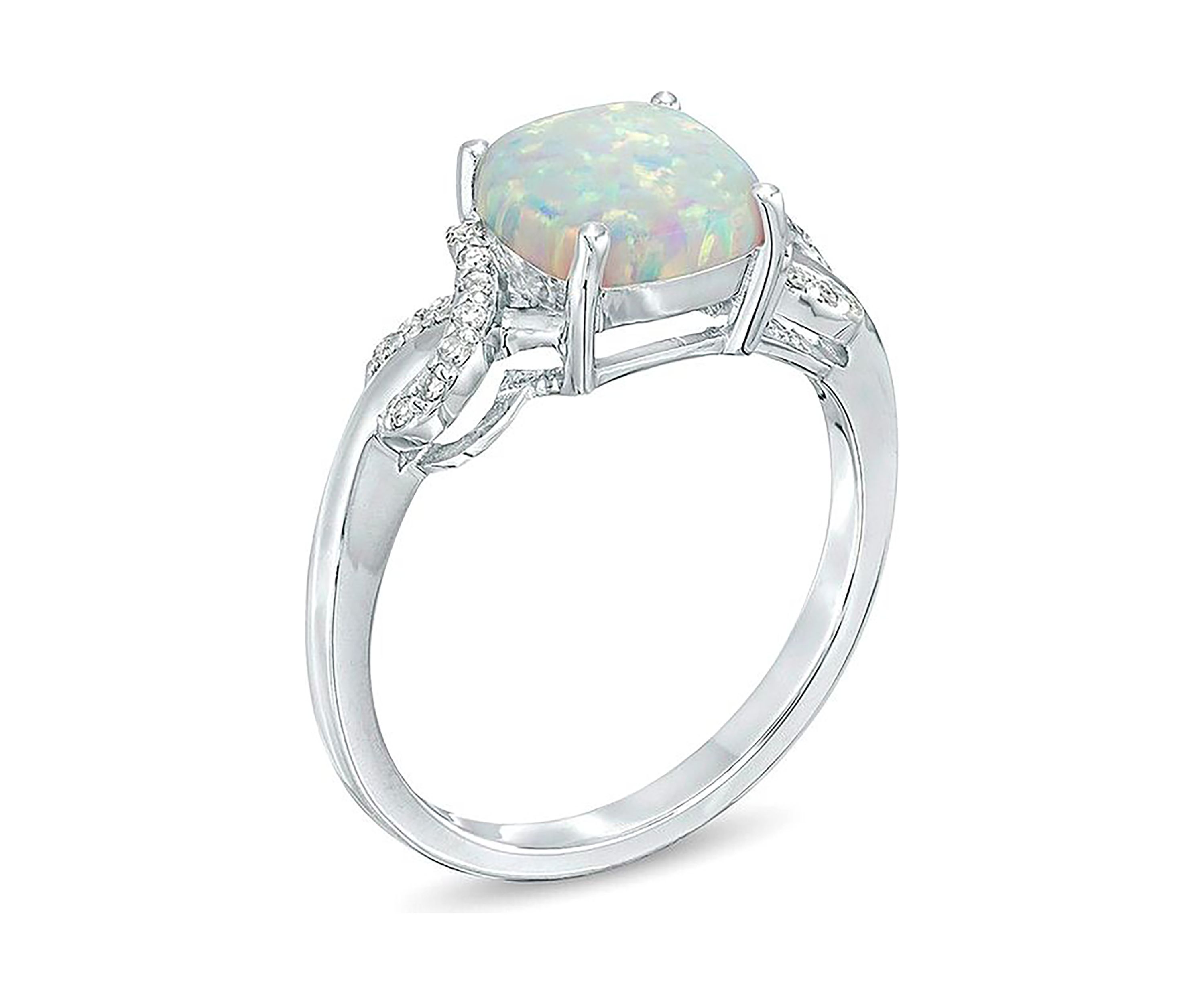 Lab Created 1.1 ct. t.w. Created Opal and Diamond Accent Pendant in Sterling Silver