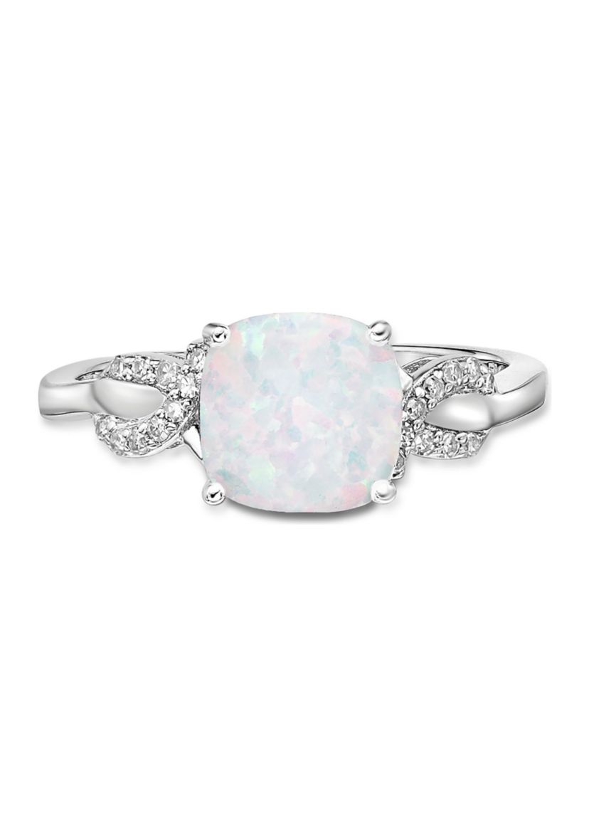 Lab Created 1.1 ct. t.w. Created Opal and Diamond Accent Pendant in Sterling Silver