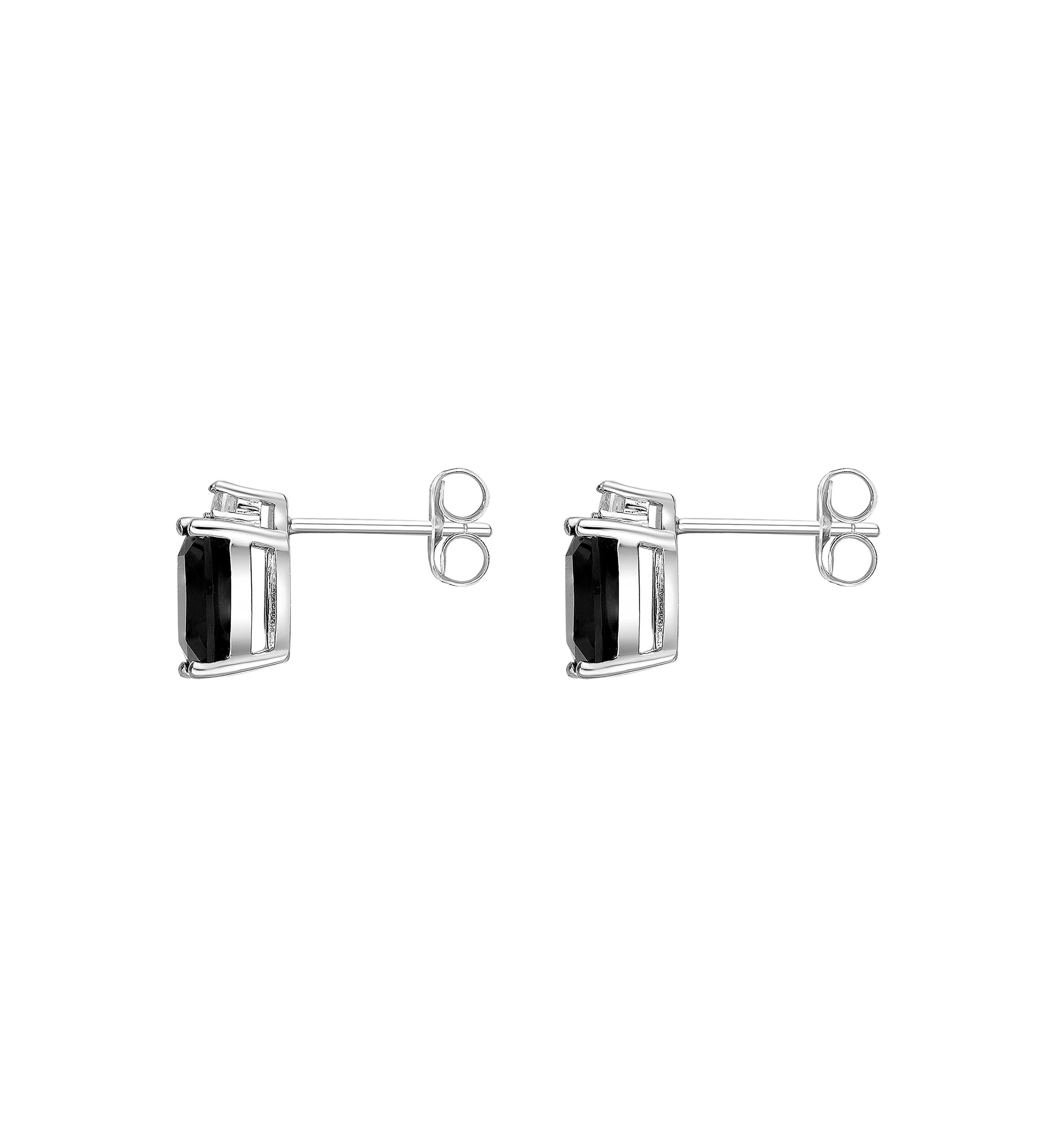 2.6 ct. t.w. Black Onyx and 1/10 ct. t.w. White Topaz Earrings in Sterling Silver