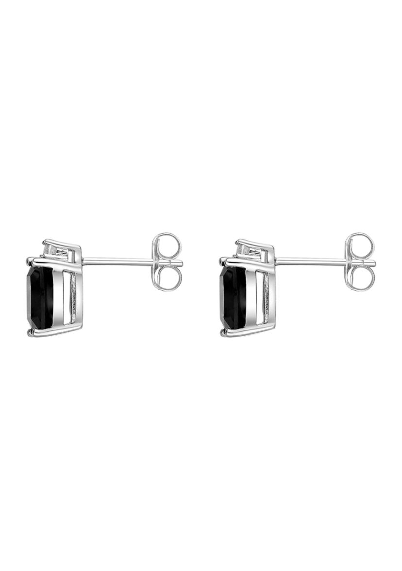2.6 ct. t.w. Black Onyx and 1/10 ct. t.w. White Topaz Earrings in Sterling Silver