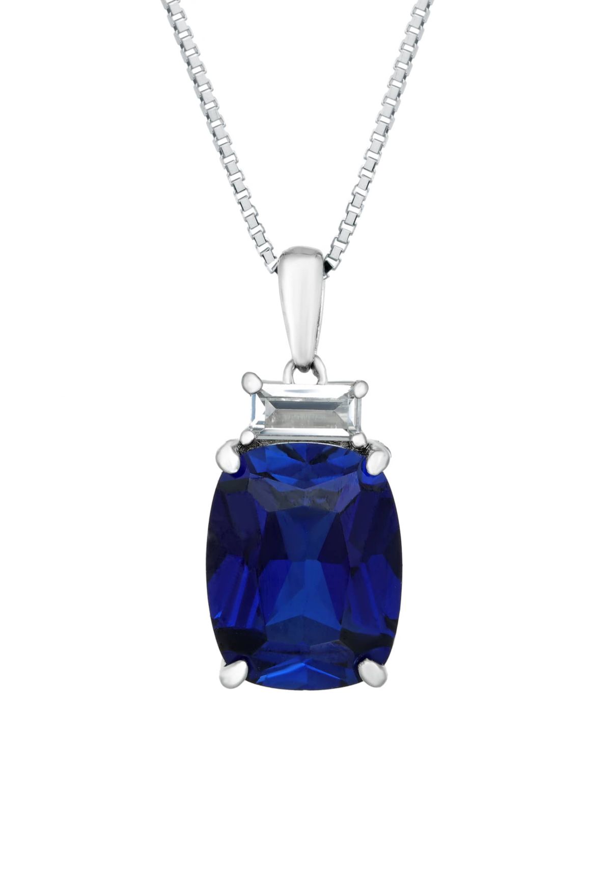 Lab Created 2 7/8 ct. t.w.Created Sapphire and 1/5 ct. t.w. White Topaz Pendant Necklace in Sterling Silver