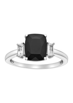 Belk & Co 1 3/4 Ct. T.w. Black Onyx And 1/3 Ct. T.w. White Topaz Ring In Sterling Silver