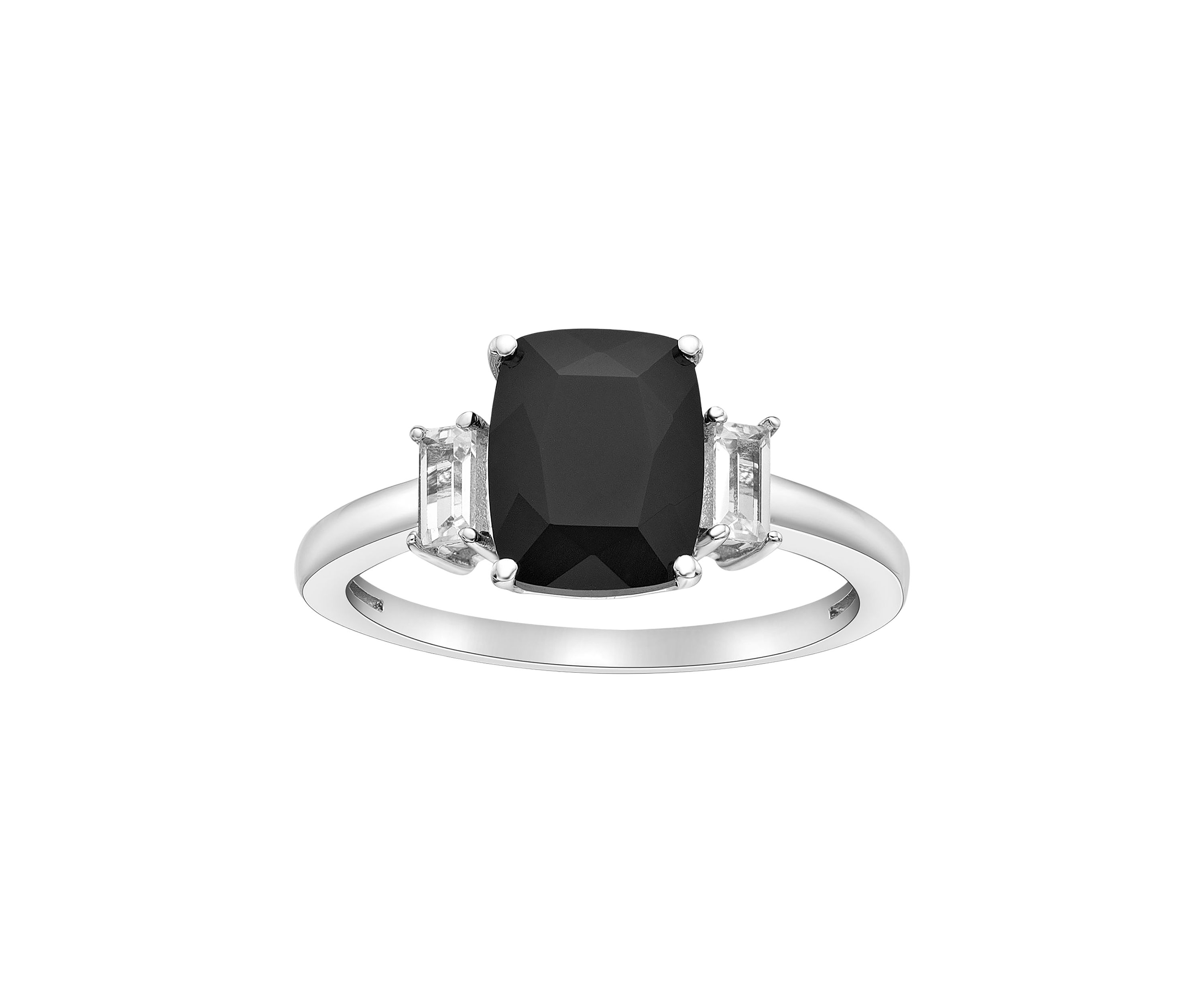 1 3/4 ct. t.w. Black Onyx and 1/3 ct. t.w. White Topaz Ring in Sterling Silver