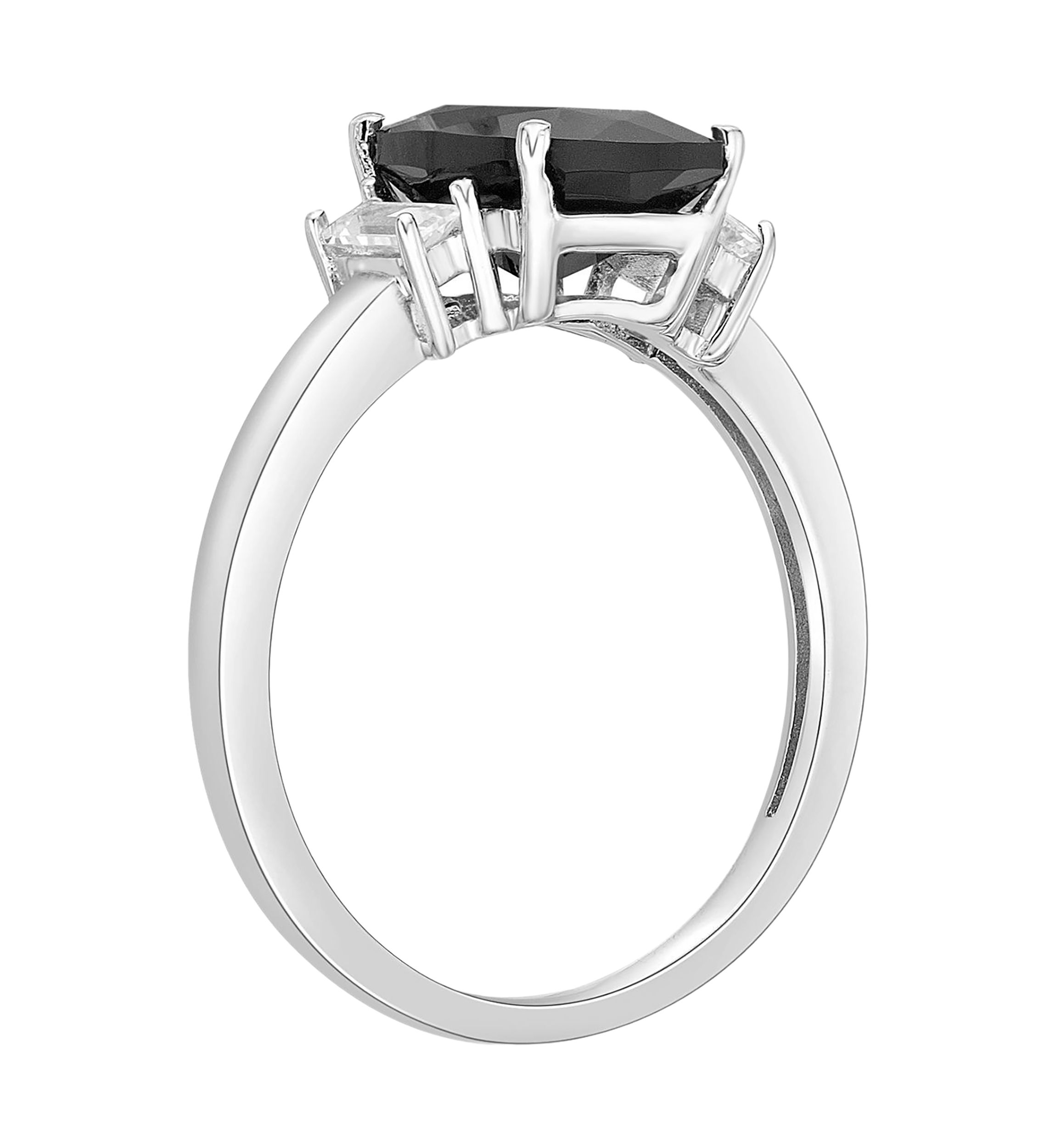 1 3/4 ct. t.w. Black Onyx and 1/3 ct. t.w. White Topaz Ring in Sterling Silver