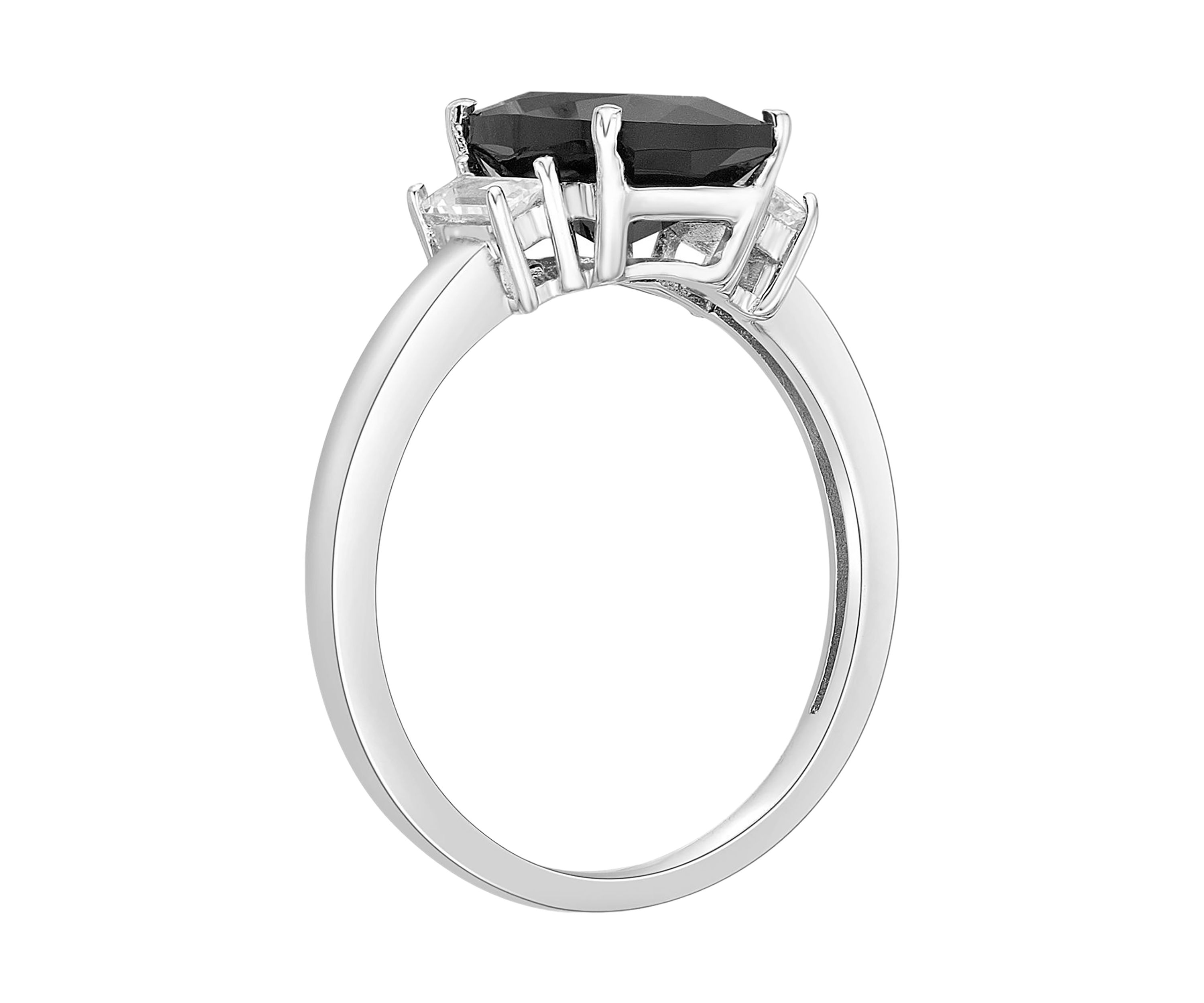 1 3/4 ct. t.w. Black Onyx and 1/3 ct. t.w. White Topaz Ring in Sterling Silver