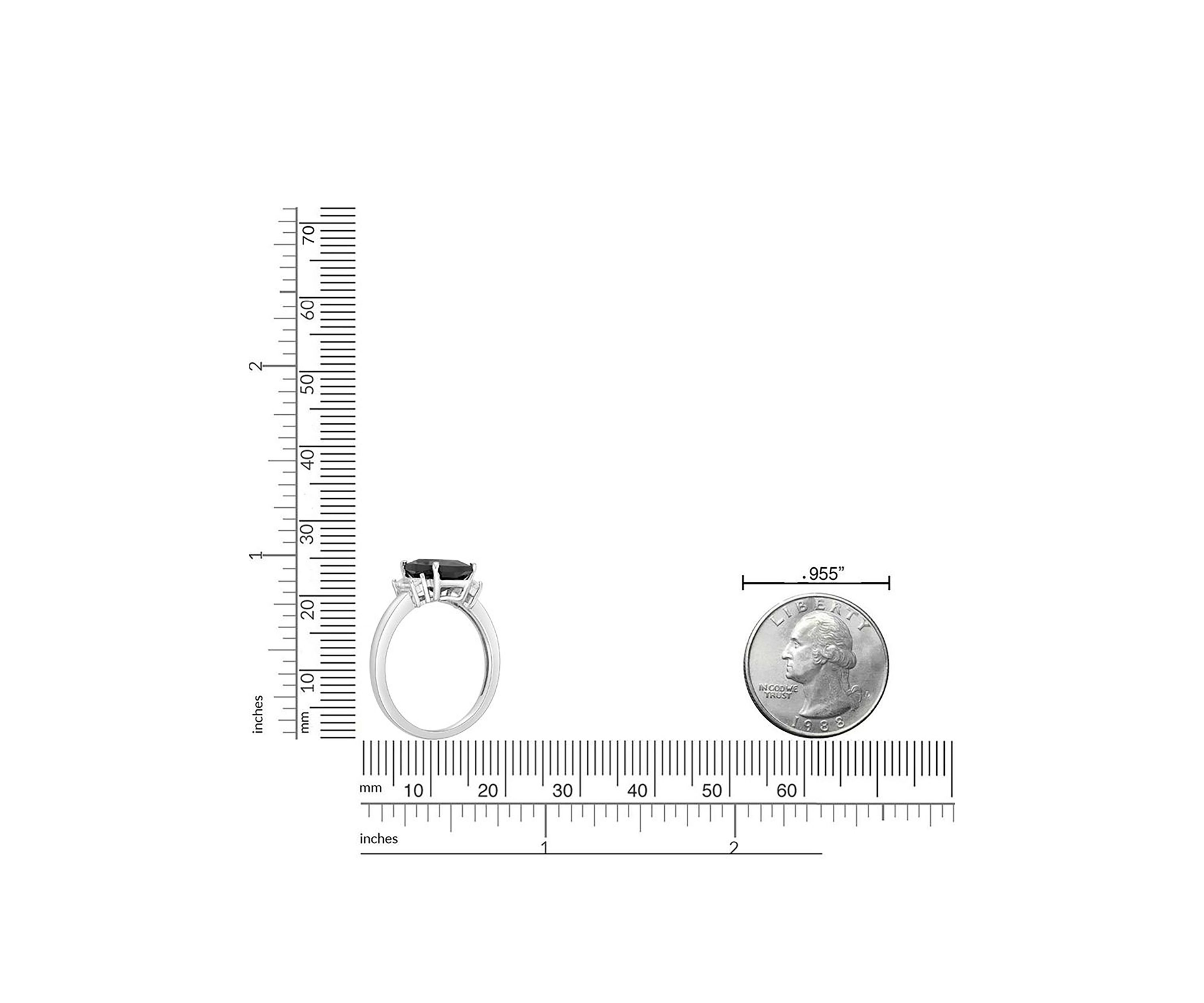 1 3/4 ct. t.w. Black Onyx and 1/3 ct. t.w. White Topaz Ring in Sterling Silver