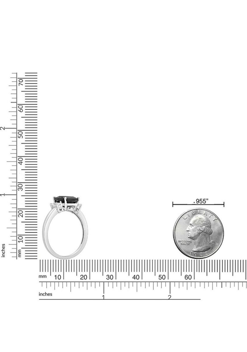 1 3/4 ct. t.w. Black Onyx and 1/3 ct. t.w. White Topaz Ring in Sterling Silver