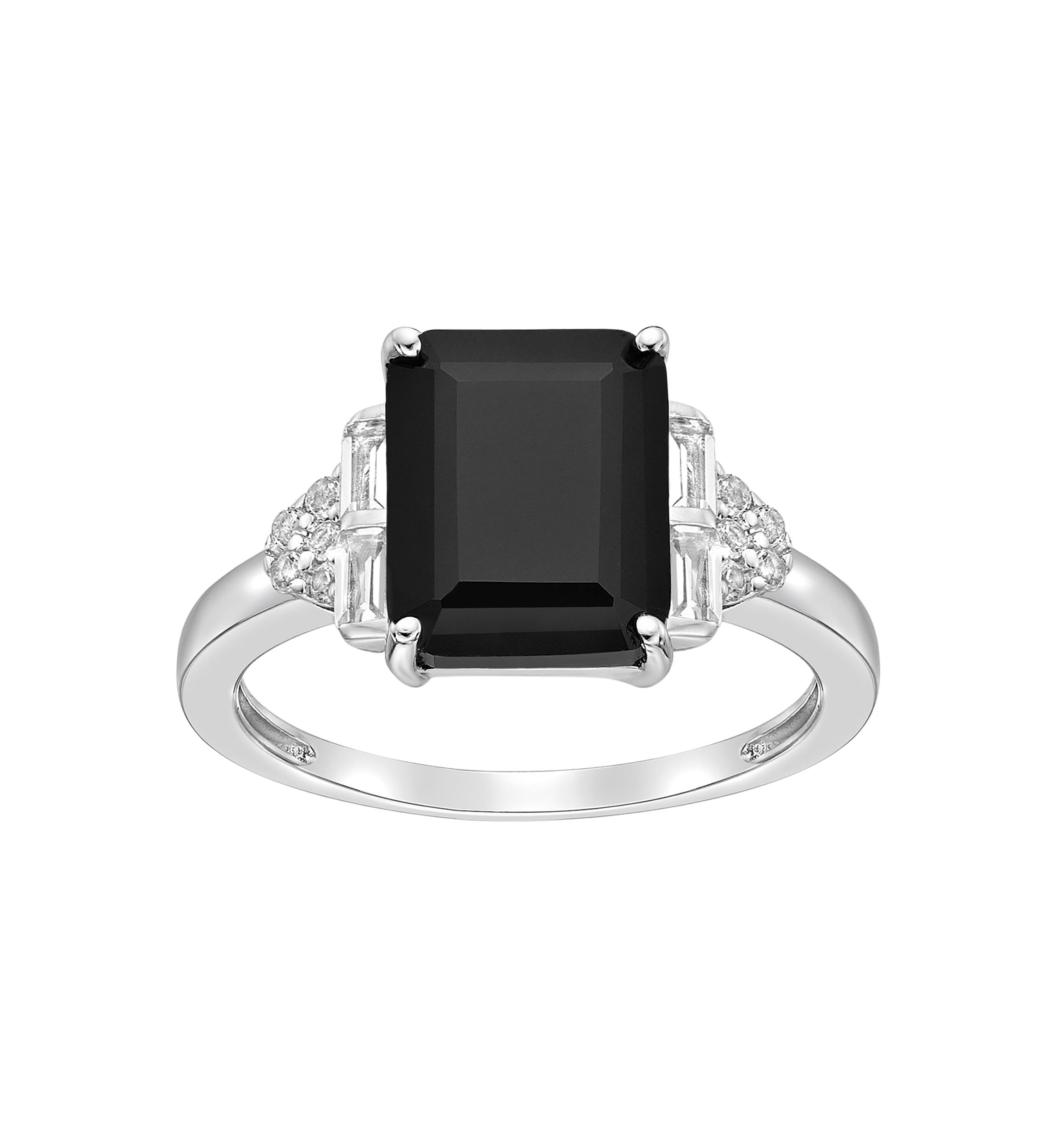 4 1/2 ct. t.w. Black Onyx and 1 ct. t.w. White Topaz Ring in Sterling Silver