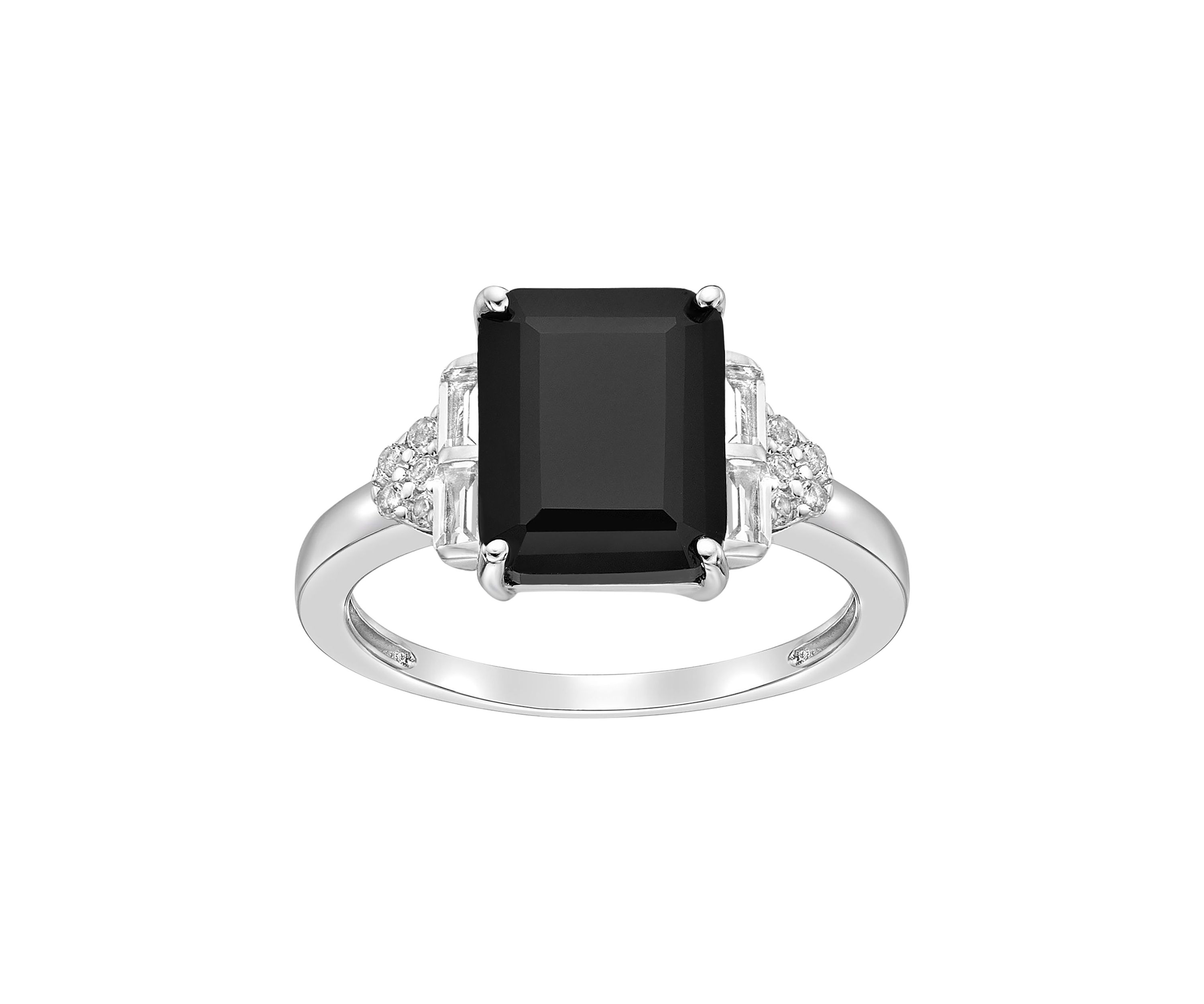 4 1/2 ct. t.w. Black Onyx and 1 ct. t.w. White Topaz Ring in Sterling Silver