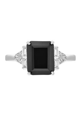 1. ct. t.w. Black Onyx and 1/2 White Topaz Ring Sterling Silver