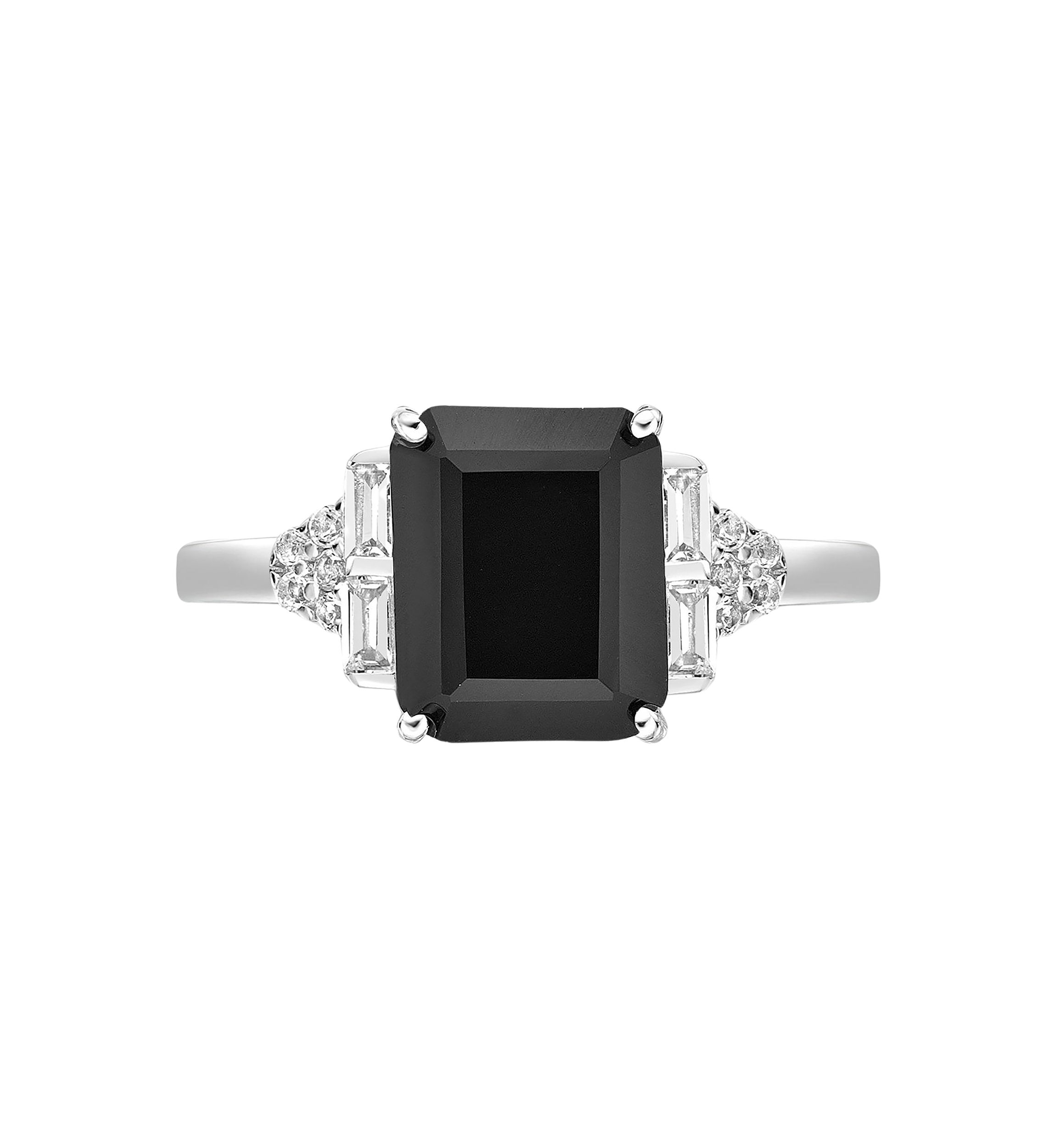4 1/2 ct. t.w. Black Onyx and 1 ct. t.w. White Topaz Ring in Sterling Silver