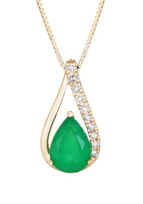 Belk & Co 3/4 Ct. T.w. Emerald And 1/10 Ct. T.w. Diamond Necklace