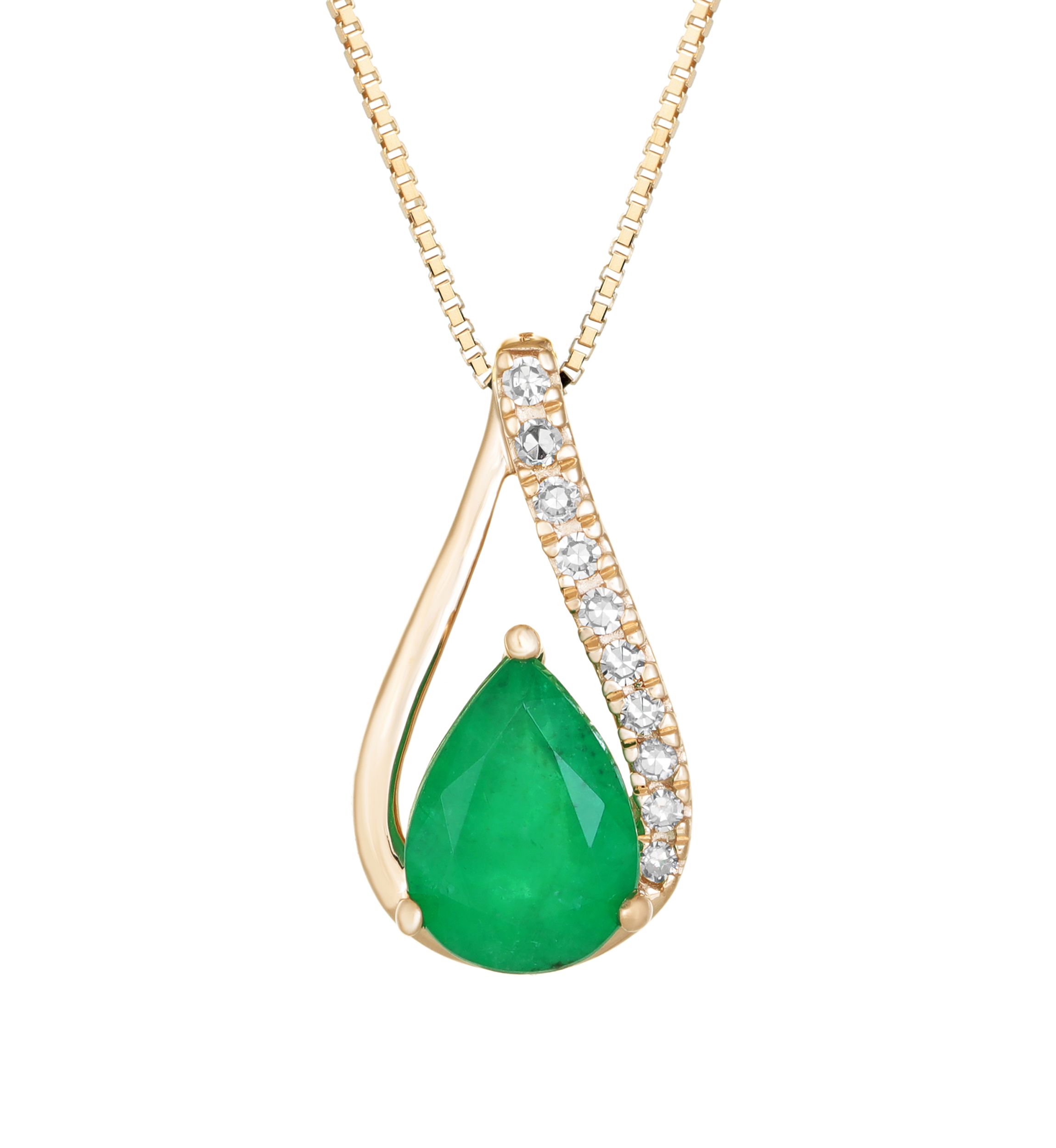 3/4 ct. t.w. Emerald and 1/10 ct. t.w. Diamond Necklace