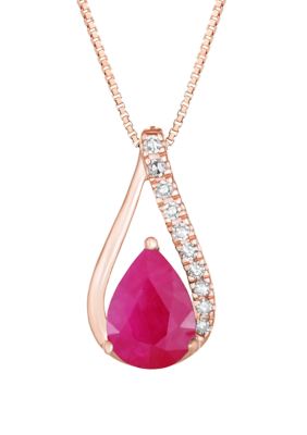 Belk & Co 3/4 Ct. T.w. Ruby And 1/10 Ct. T.w. Diamond Necklace