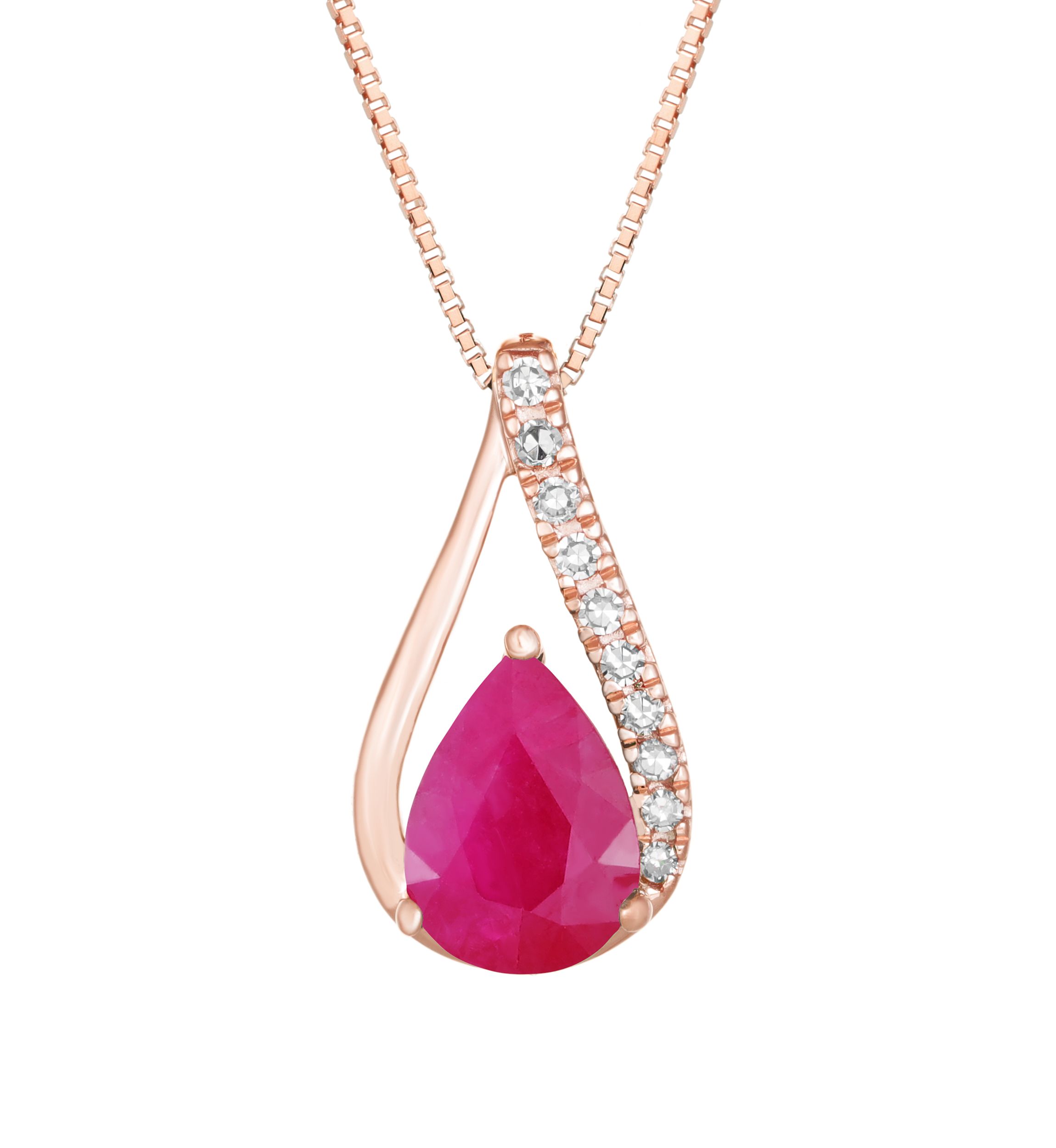 3/4 ct. t.w. Ruby and 1/10 ct. t.w. Diamond Necklace