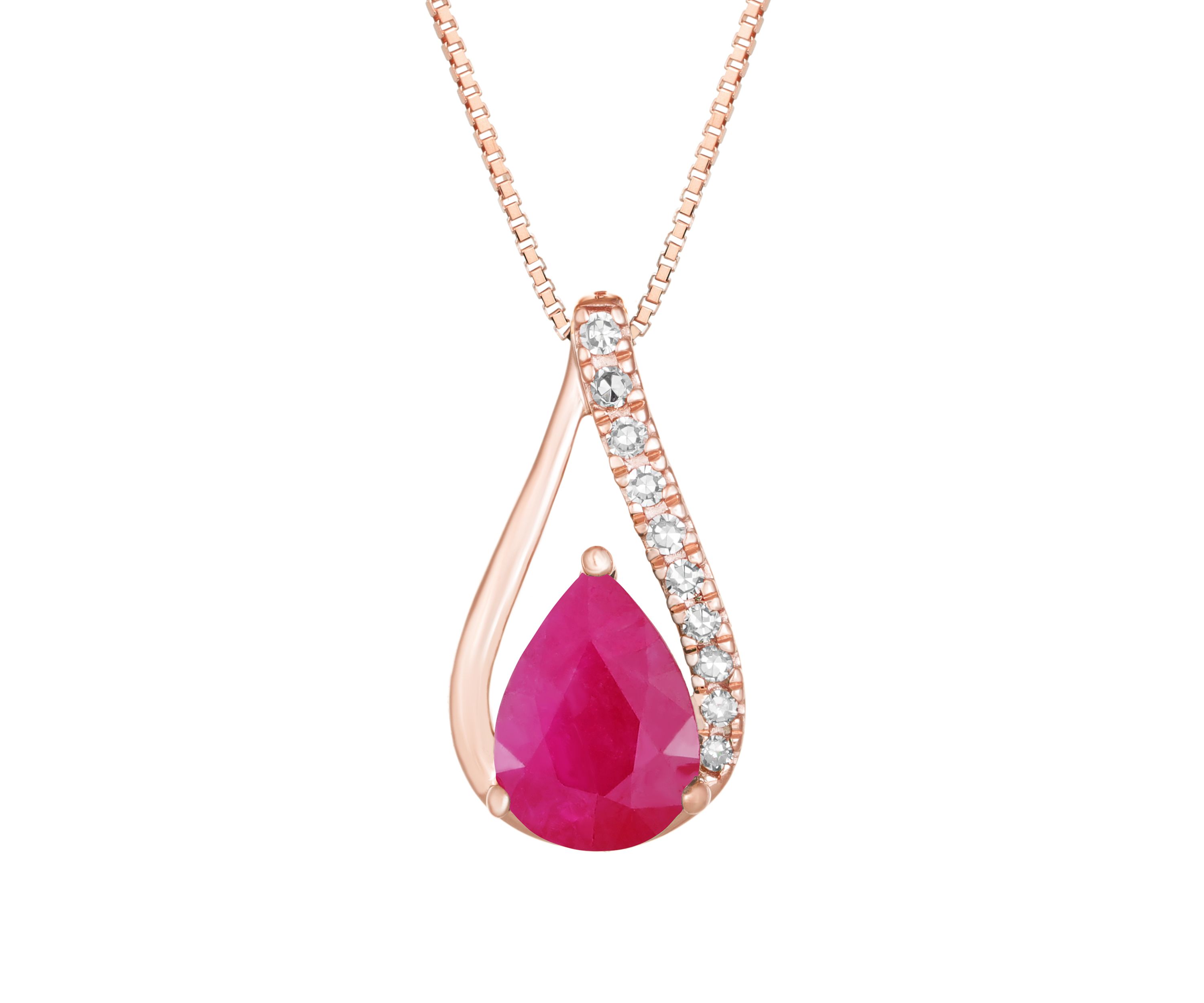 3/4 ct. t.w. Ruby and 1/10 ct. t.w. Diamond Necklace