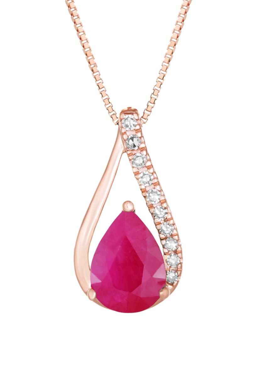 3/4 ct. t.w. Ruby and 1/10 ct. t.w. Diamond Necklace