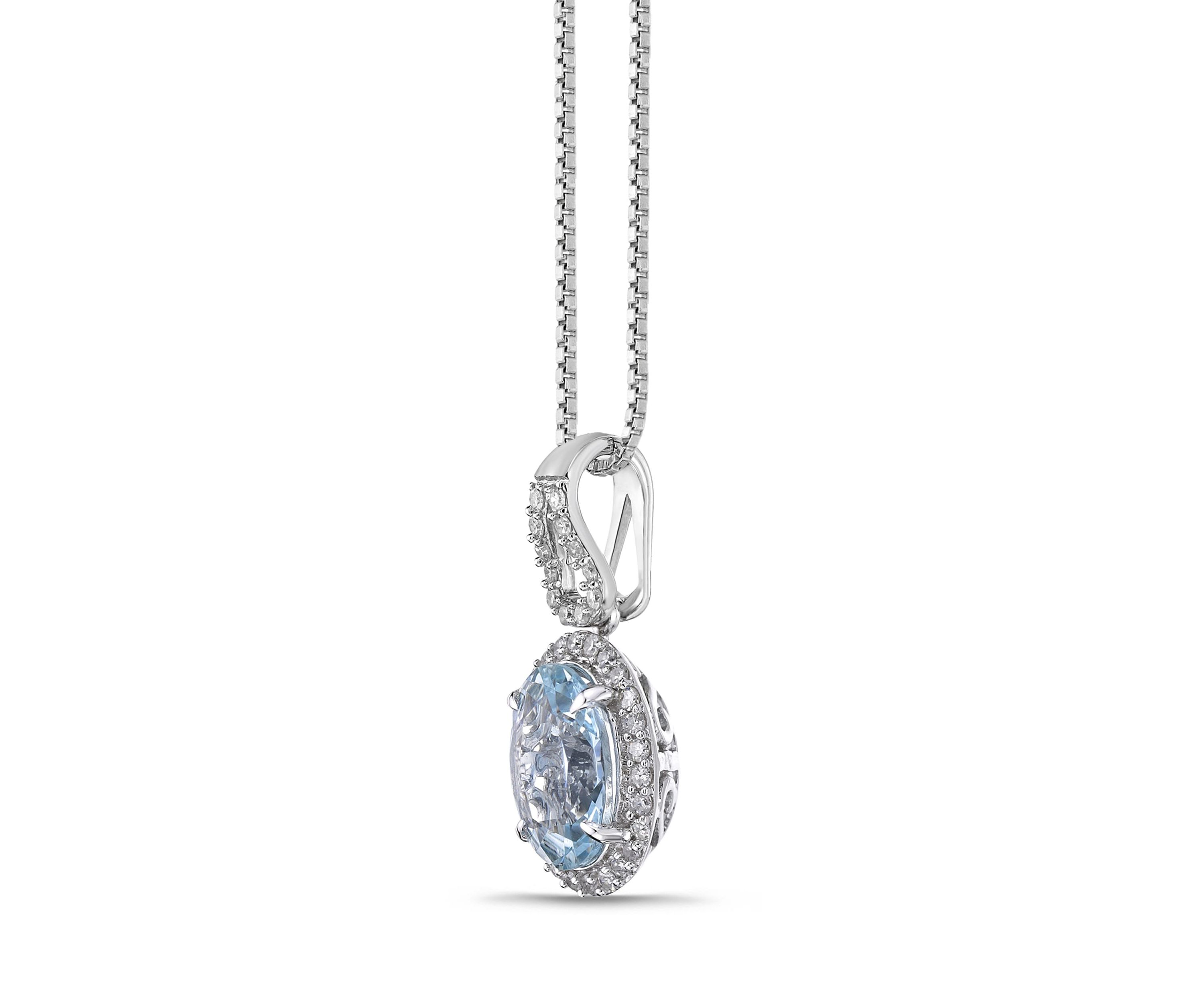 1 9/10 ct. t.w. Aquamarine and 1/5 ct. t.w. Diamond Pendant Necklace in 10K White Gold