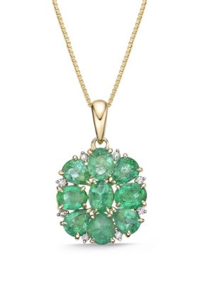 Belk & Co 2 3/4 Ct. T.w. Emerald And Diamond Accent Pendant Necklace In 10K Gold