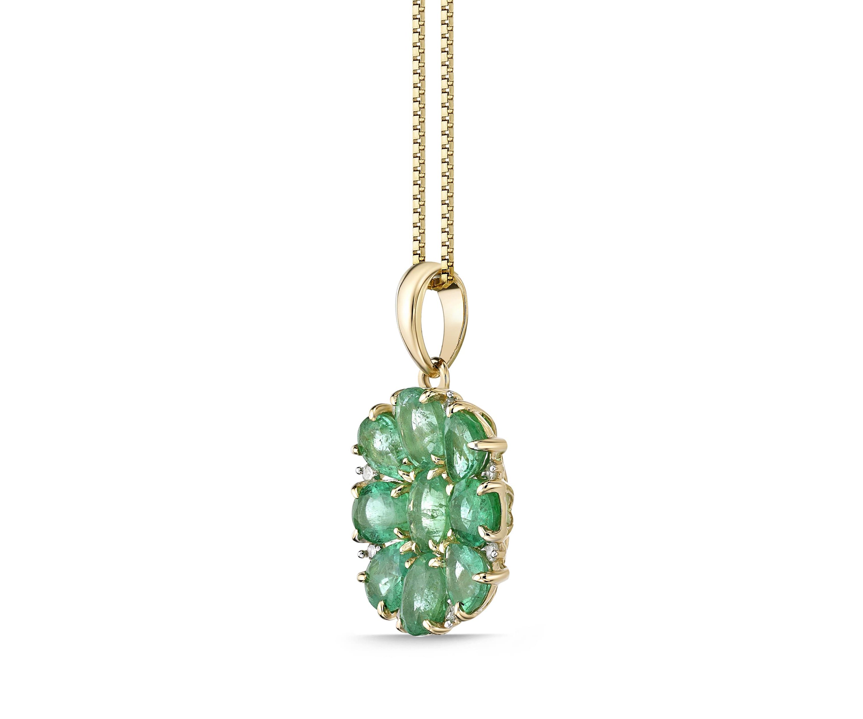 2 3/4 ct. t.w. Emerald and Diamond Accent Pendant Necklace in 10K Gold