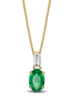 Belk & Co 1/2 ct. t.w. Emerald and 1/5 ct. t.w. White Topaz Pendant Necklace in 10K Gold -  5400119BI3748P1E