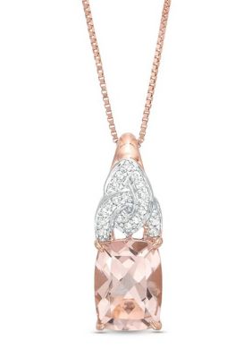 Belk & Co 1 1/2 Ct. T.w. Morganite And Diamond Accent Pendant Necklace In 10K Rose Gold