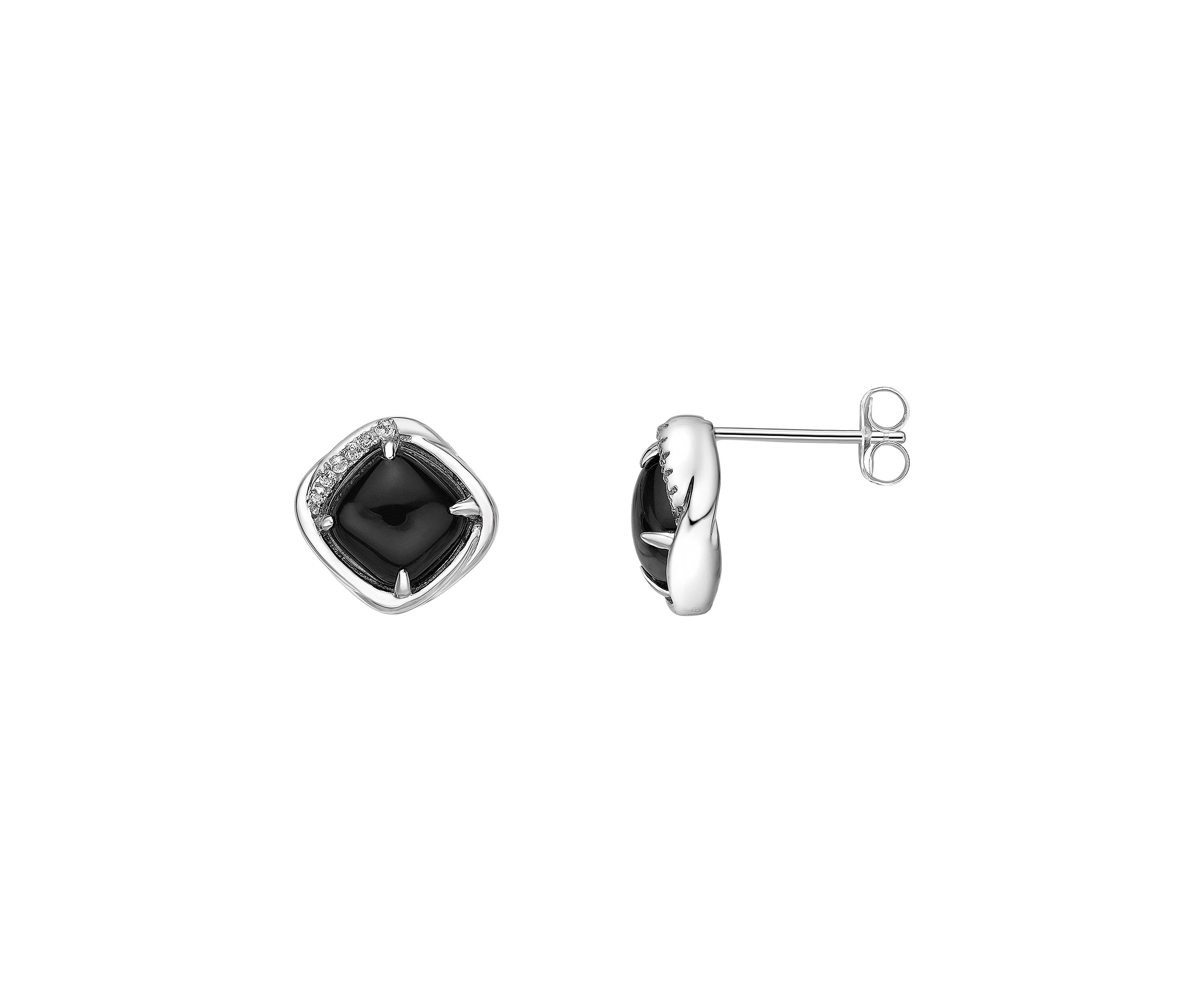 3.9 ct. t.w. Black Onyx and 2 ct. t.w. White Topaz Earrings in Sterling Silver