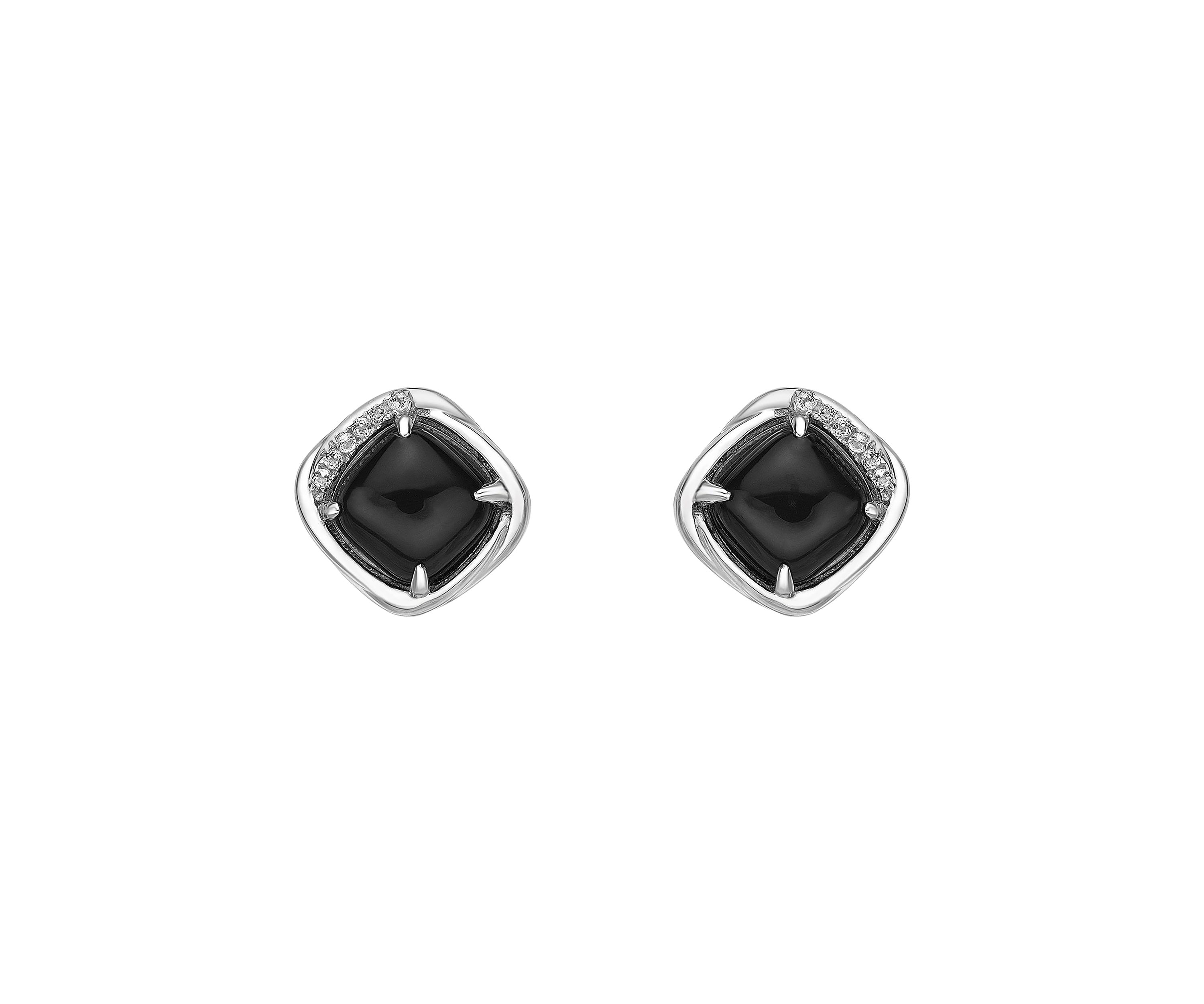 3.9 ct. t.w. Black Onyx and 2 ct. t.w. White Topaz Earrings in Sterling Silver
