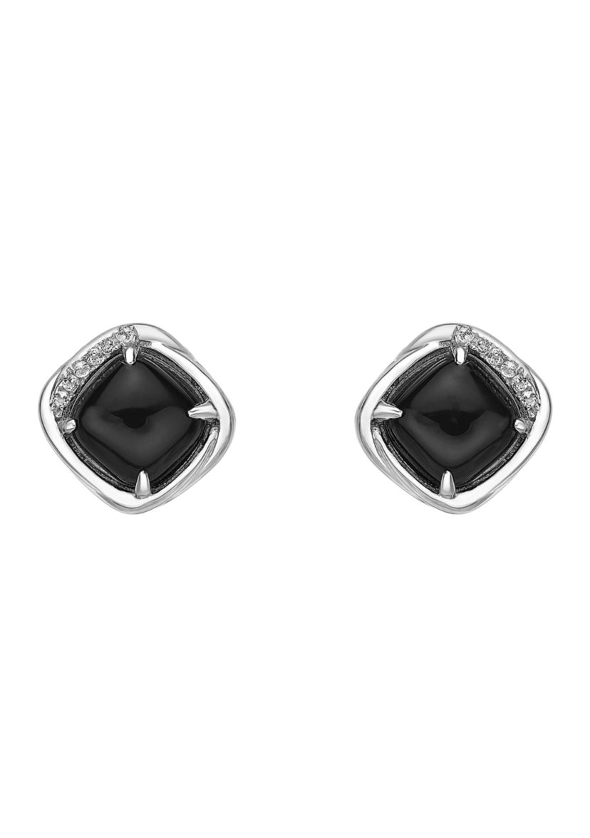 3.9 ct. t.w. Black Onyx and 2 ct. t.w. White Topaz Earrings in Sterling Silver