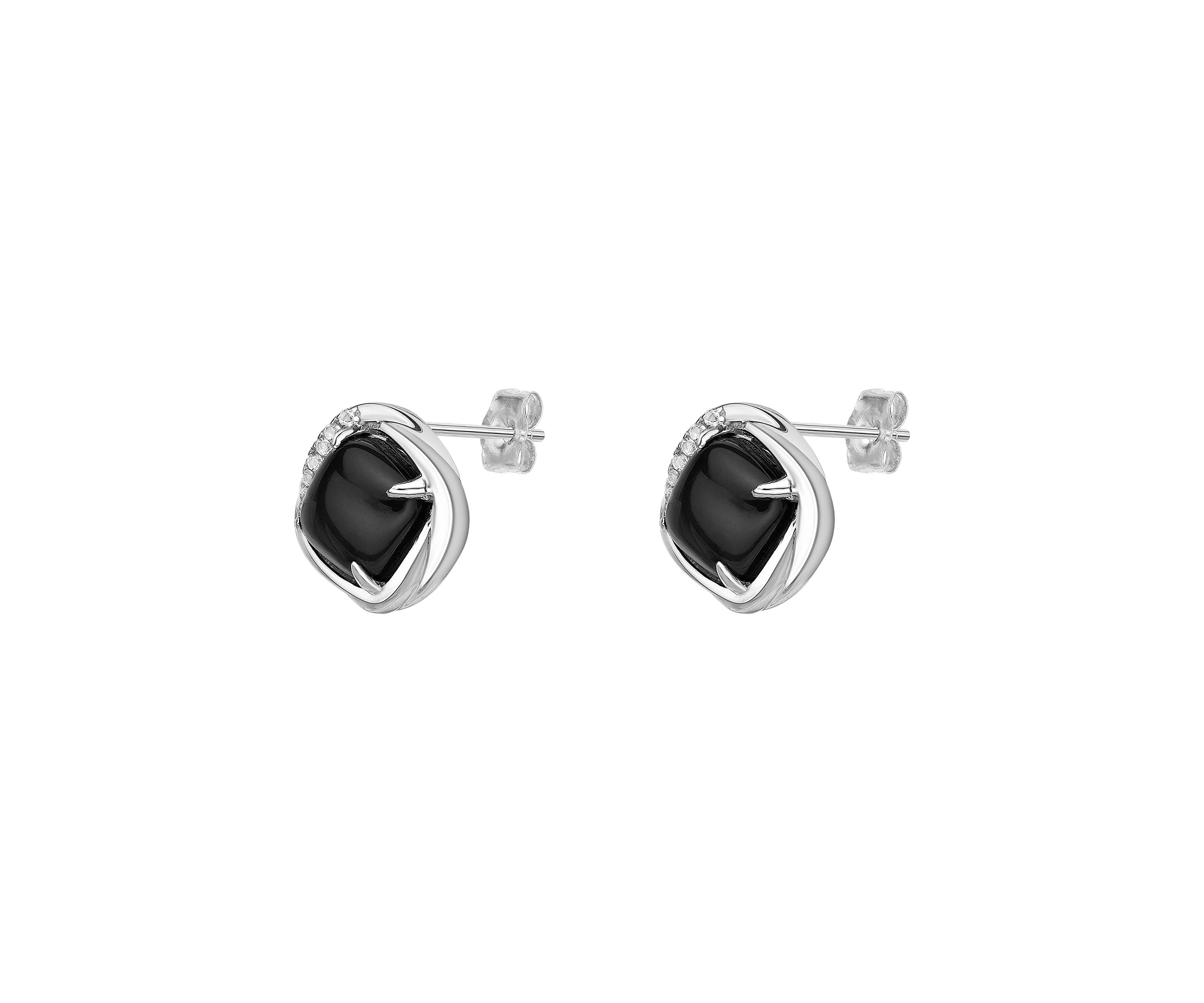 3.9 ct. t.w. Black Onyx and 2 ct. t.w. White Topaz Earrings in Sterling Silver