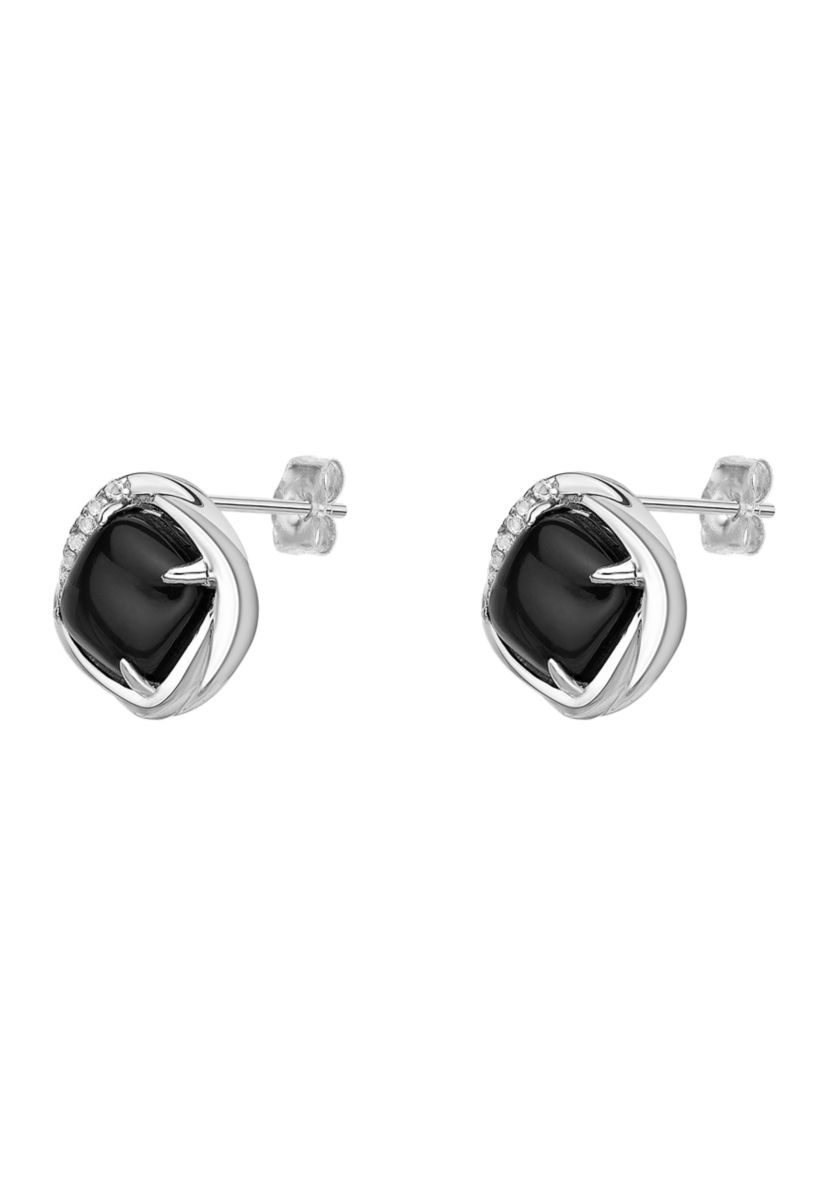 3.9 ct. t.w. Black Onyx and 2 ct. t.w. White Topaz Earrings in Sterling Silver