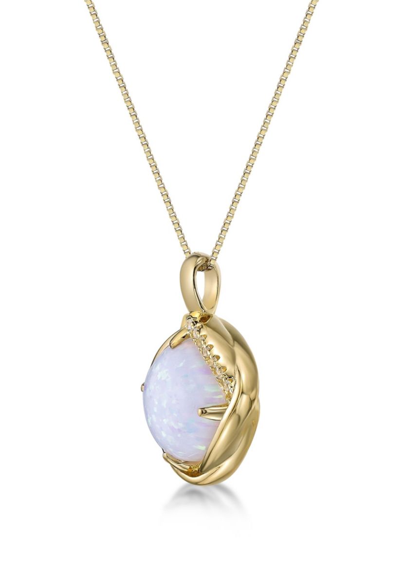 Lab Created 2.7 ct. t.w. Lab-created Opal and Lab-Created White Sapphire Accent Pendant Necklace in Gold Plated Sterling Silver