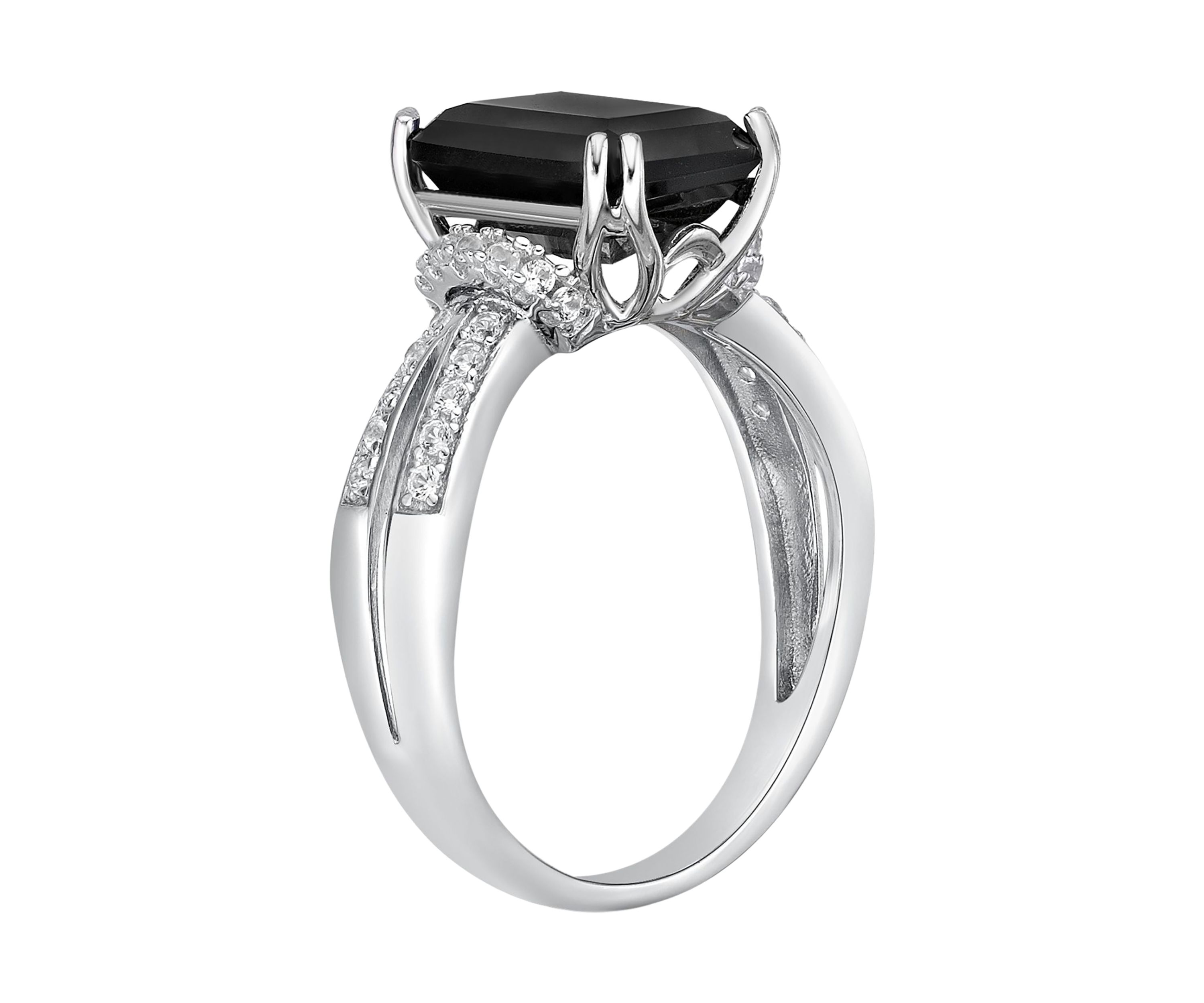 2 ct. t.w. Black Onyx and 1/3 ct. t.w. White Topaz Ring in Sterling Silver