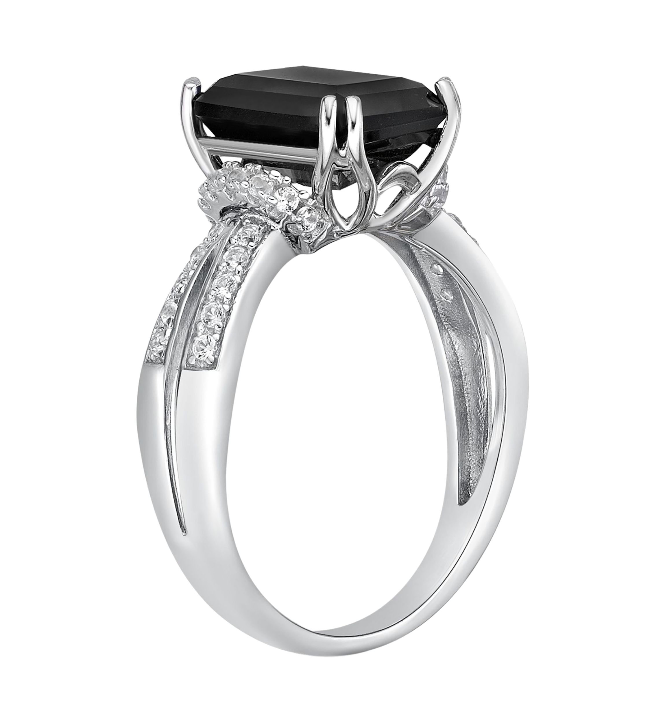 2 ct. t.w. Black Onyx and 1/3 ct. t.w. White Topaz Ring in Sterling Silver
