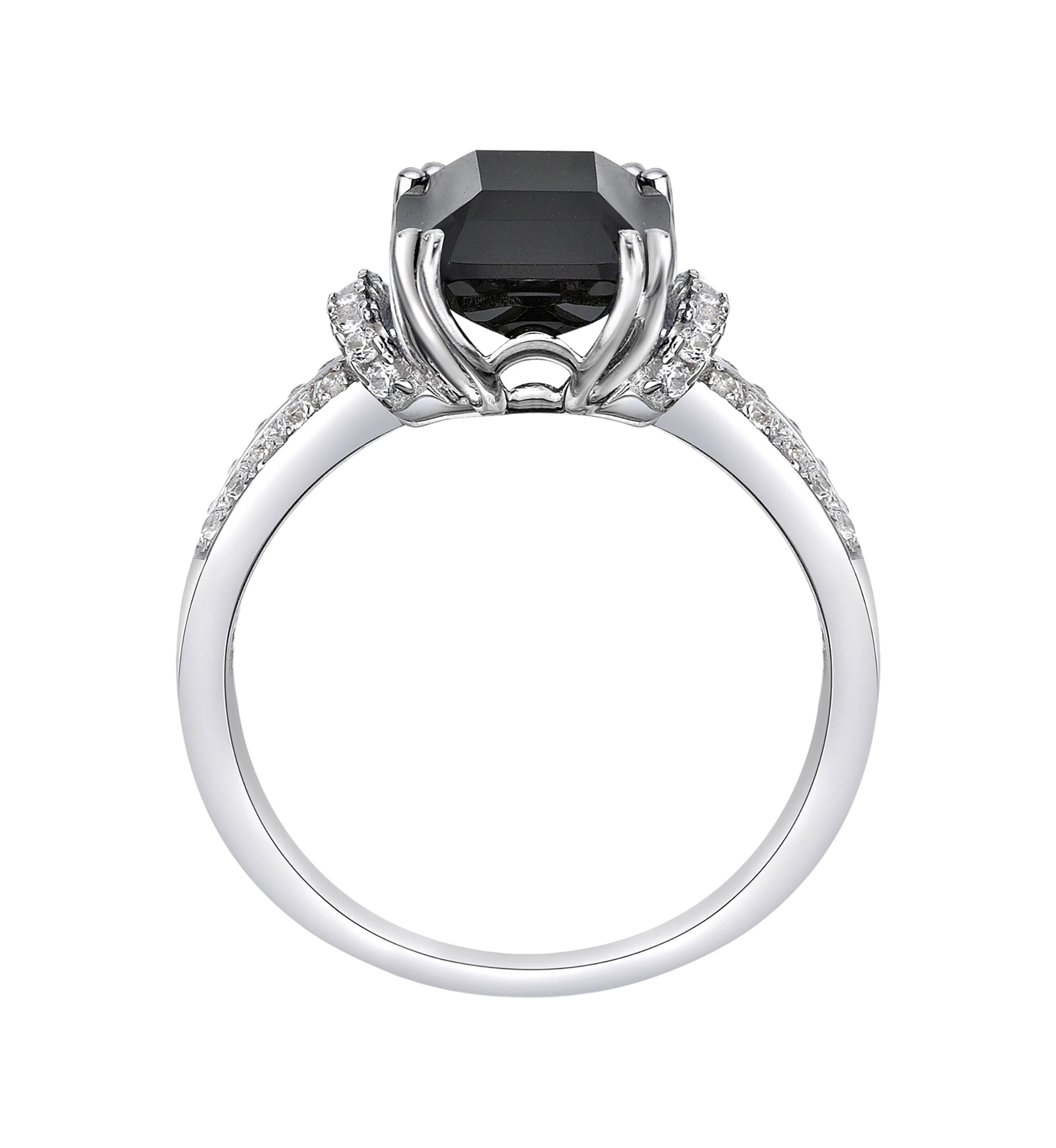 2 ct. t.w. Black Onyx and 1/3 ct. t.w. White Topaz Ring in Sterling Silver