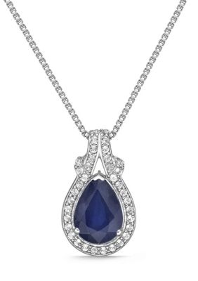 Belk & Co 3/4 Ct. T.w. Sapphire And 1/6 Ct. T.w. Diamond Pendant Necklace In 10K White Gold