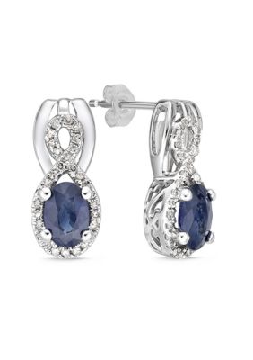 Belk & Co 1 1/3 Ct. T.w. Sapphire And 1/5 Ct. T.w. Diamond Earrings In 10K White Gold