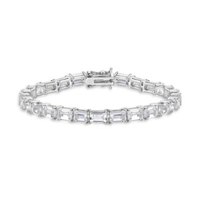 Gemminded Lab Created 18 1/5 ct. t.w. White Sapphire Bracelet in Sterling Silver, 7.5 in