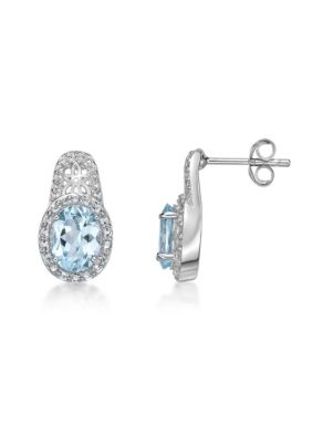 Gemminded 4 1/10 ct. t.w. Blue Topaz and White Topaz Earrings in Sterling Silver