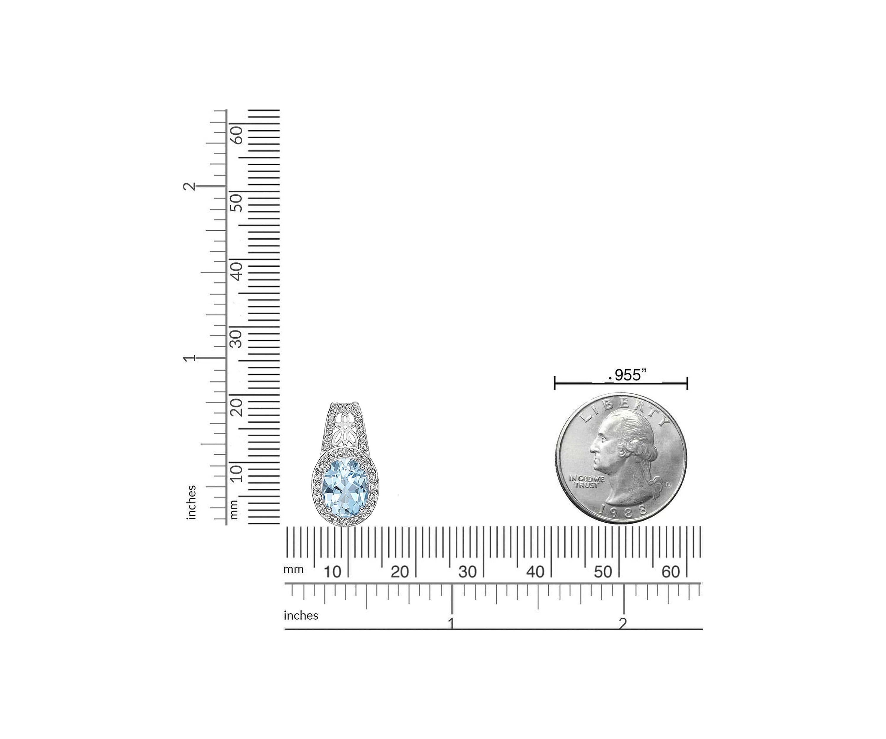 3 3/8 ct. t.w. Blue Topaz and White Topaz Pendant Necklace in Sterling Silver