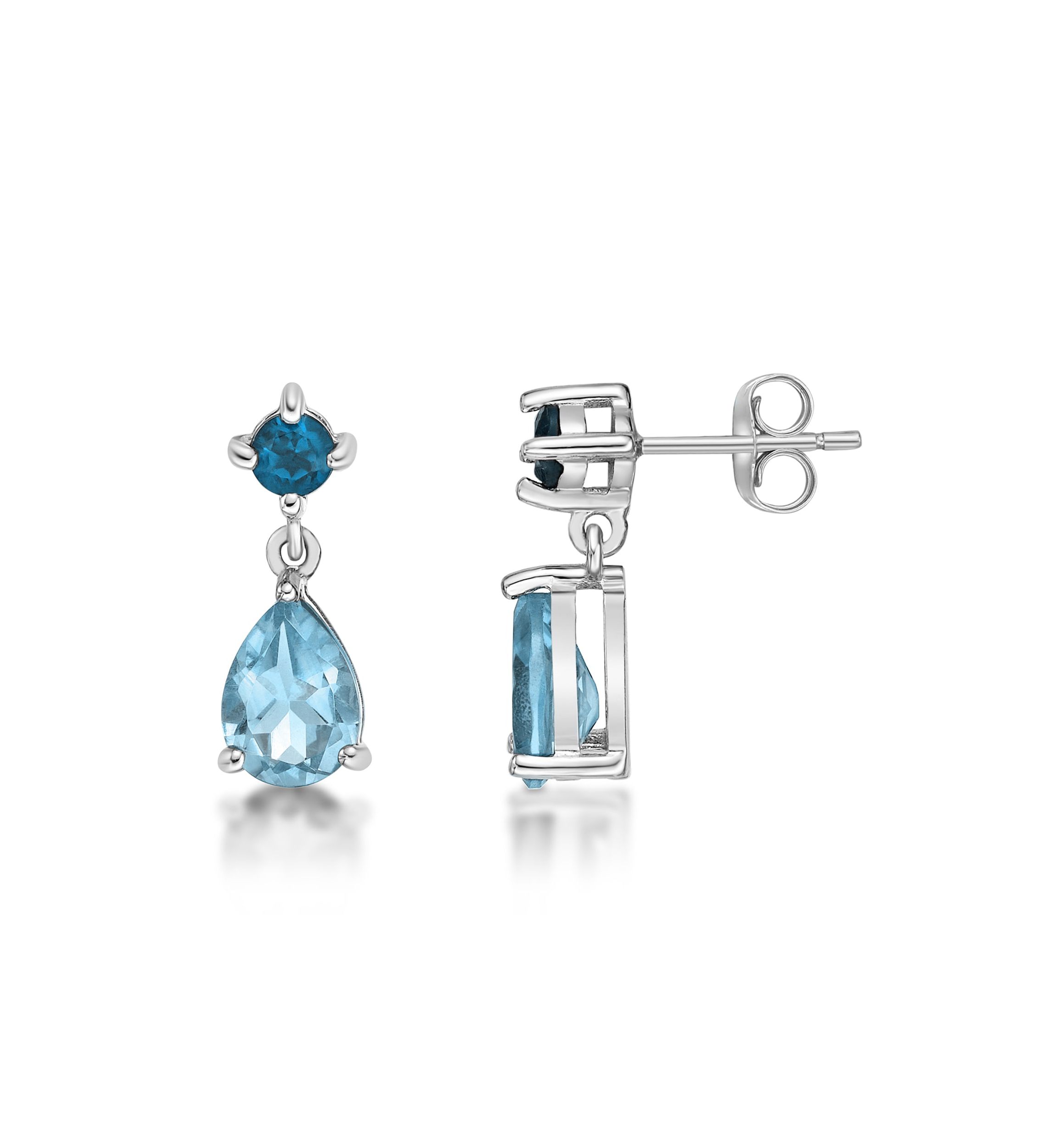 2 ct. t.w. Blue Topaz and London Blue Topaz Earrings in Sterling Silver
